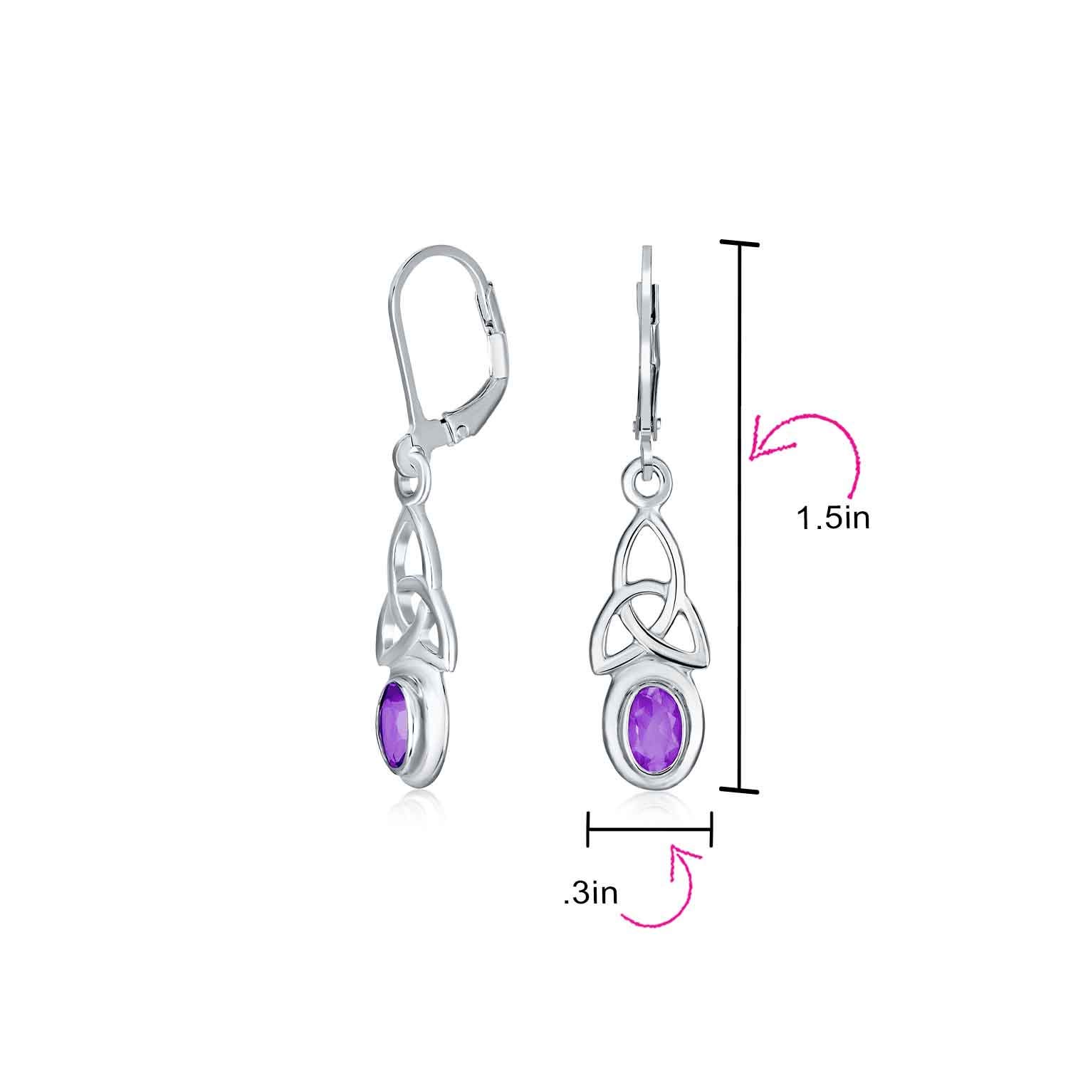 Celtic Love Knot Earrings with Gemstone for Women | Sterling Silver Lever Back | Western Jewelry