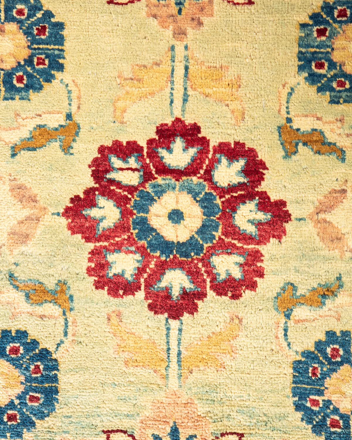 Handmade Wool Traditional Oriental Mogul Green 6x9 Area Rug - One of a Kind Hand Knotted Solo Rugs for Living Room, Bedroom & Home Decor