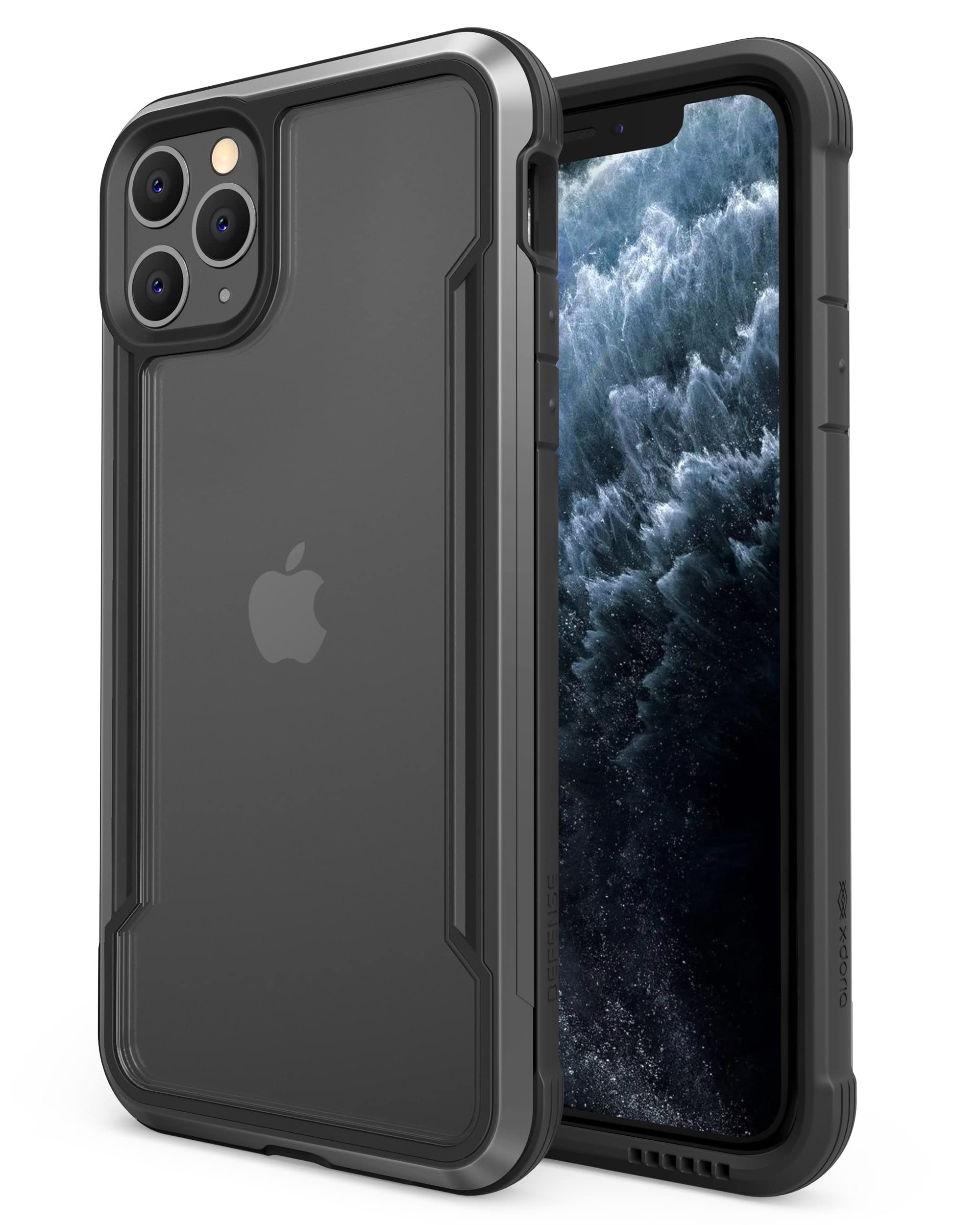 Raptic Shield iPhone 11 Pro Max Case - Military Grade Shockproof Clear Protective Cover with 10ft Drop Test, Durable Aluminum Frame & Anti-Yellowing Technology | Perfect for Outdoor Activities, Work & Daily Protection (Black)
