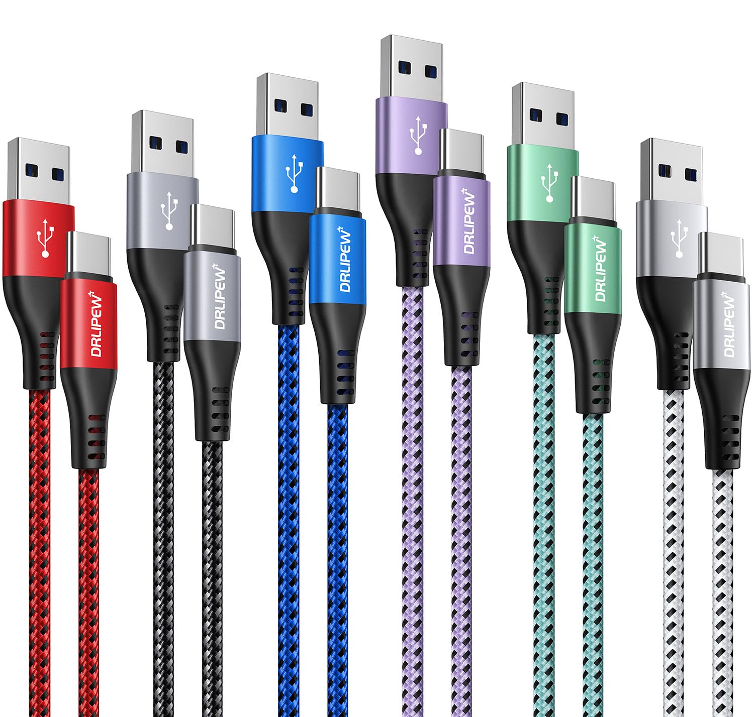 6-Pack USB C to USB C Fast Charging Cable 1m - Durable Braided iPhone 15 Charger Cord for Samsung Galaxy S20/S21/S22/S23/S24 Ultra, Huawei, Pixel, Nintendo Switch - Perfect for Home, Office & Travel Charging