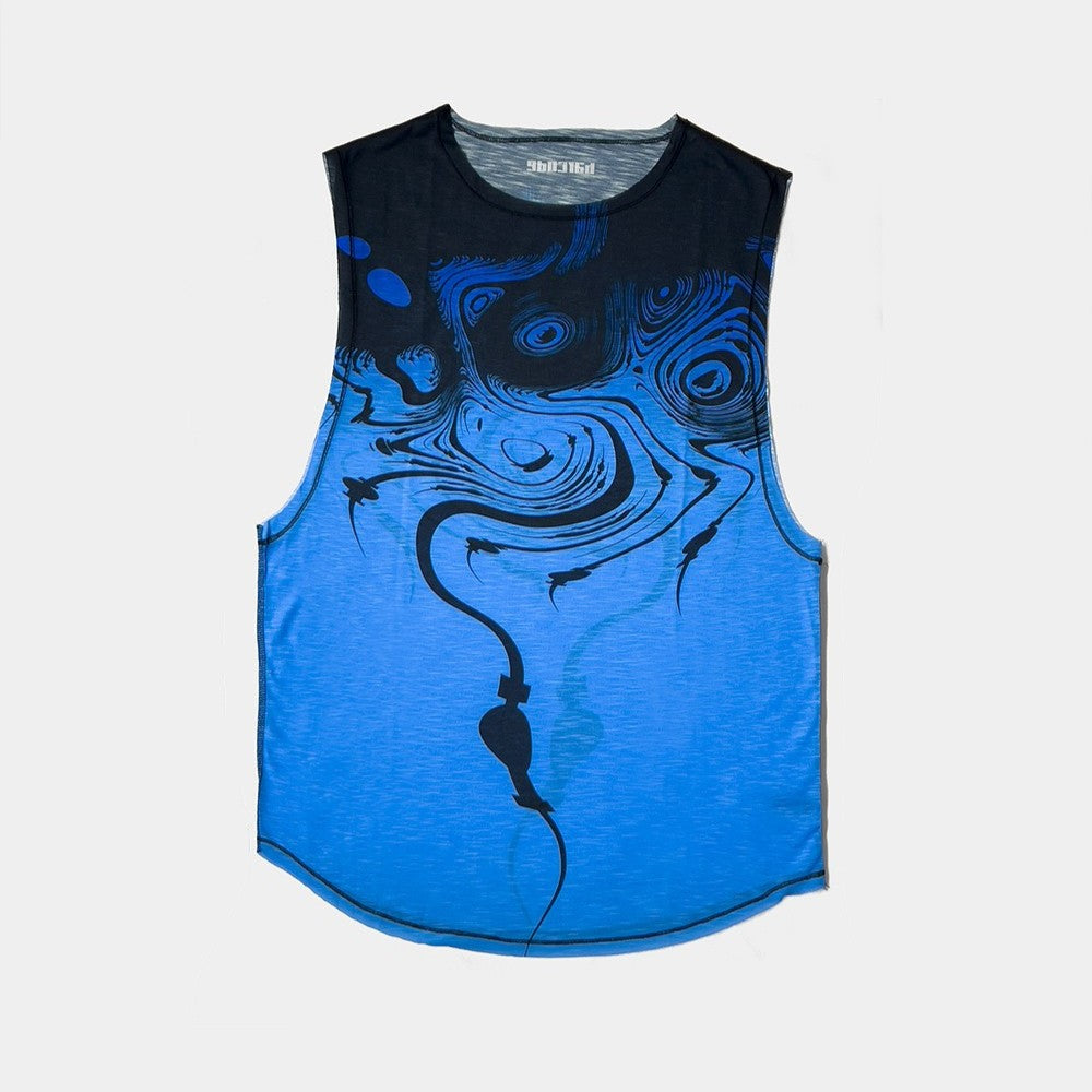 Barcode Berlin Keta Muscle Tank Top for Men - Breathable Workout Shirt in Blue/Black - Gym, Running & Casual Wear