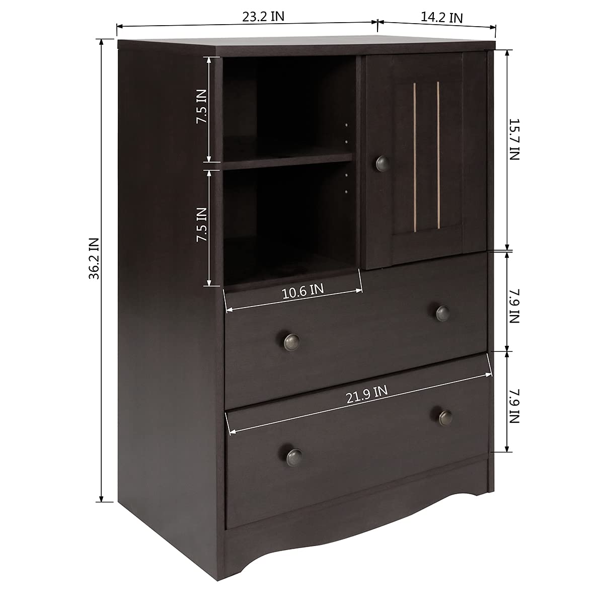 Modern 2-Drawer Storage Cabinet - Freestanding Bathroom & Floor Cabinet with Adjustable Shelf for Living Room, Office, Kitchen Organization - Dark Brown | Space-Saving Home & Bathroom Storage Solution