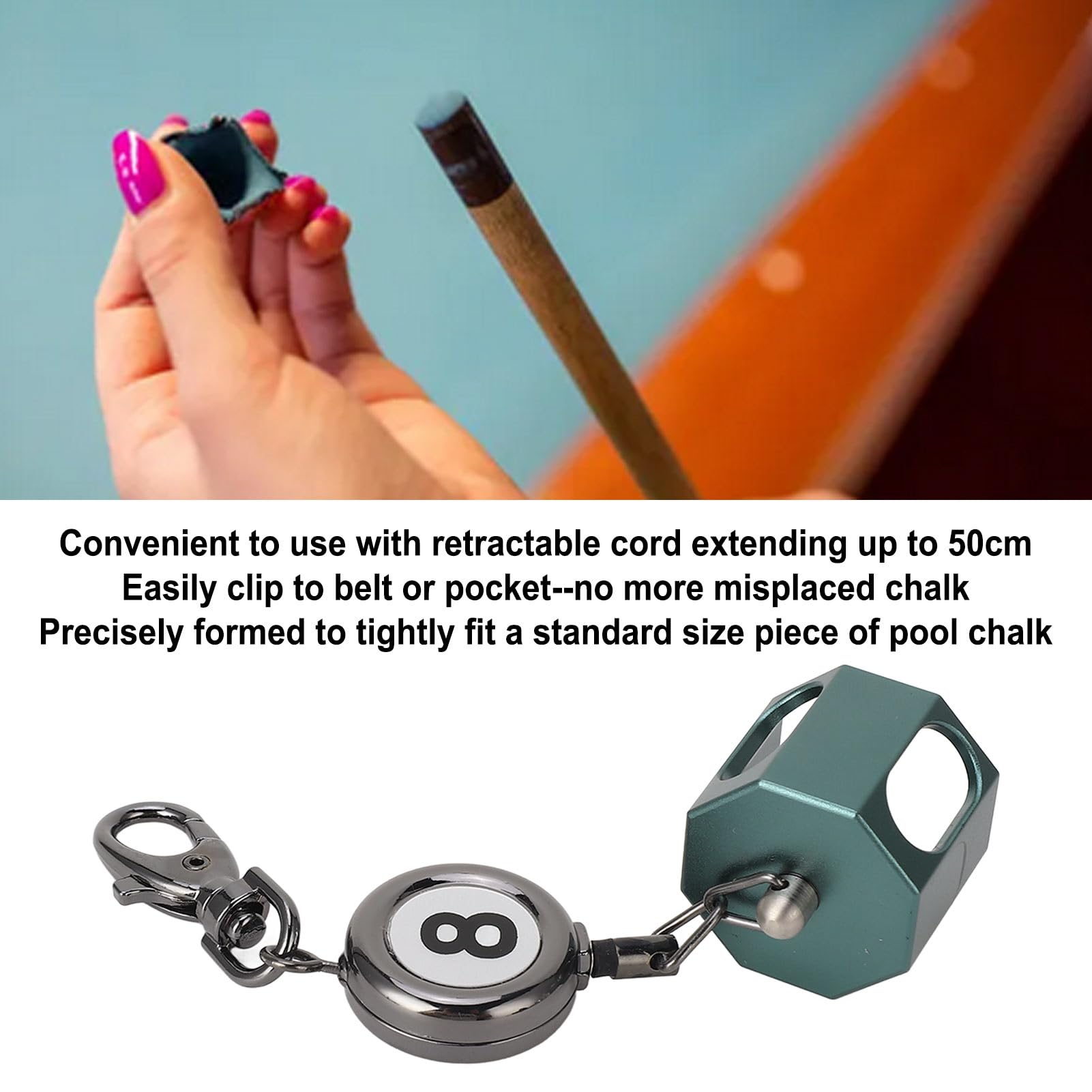 **Magnetic Billiard Chalk Holder - Retractable Pool Cue Chalk Bag with Belt Clip for Easy Access | Perfect for Pool, Snooker & Billiards Players**