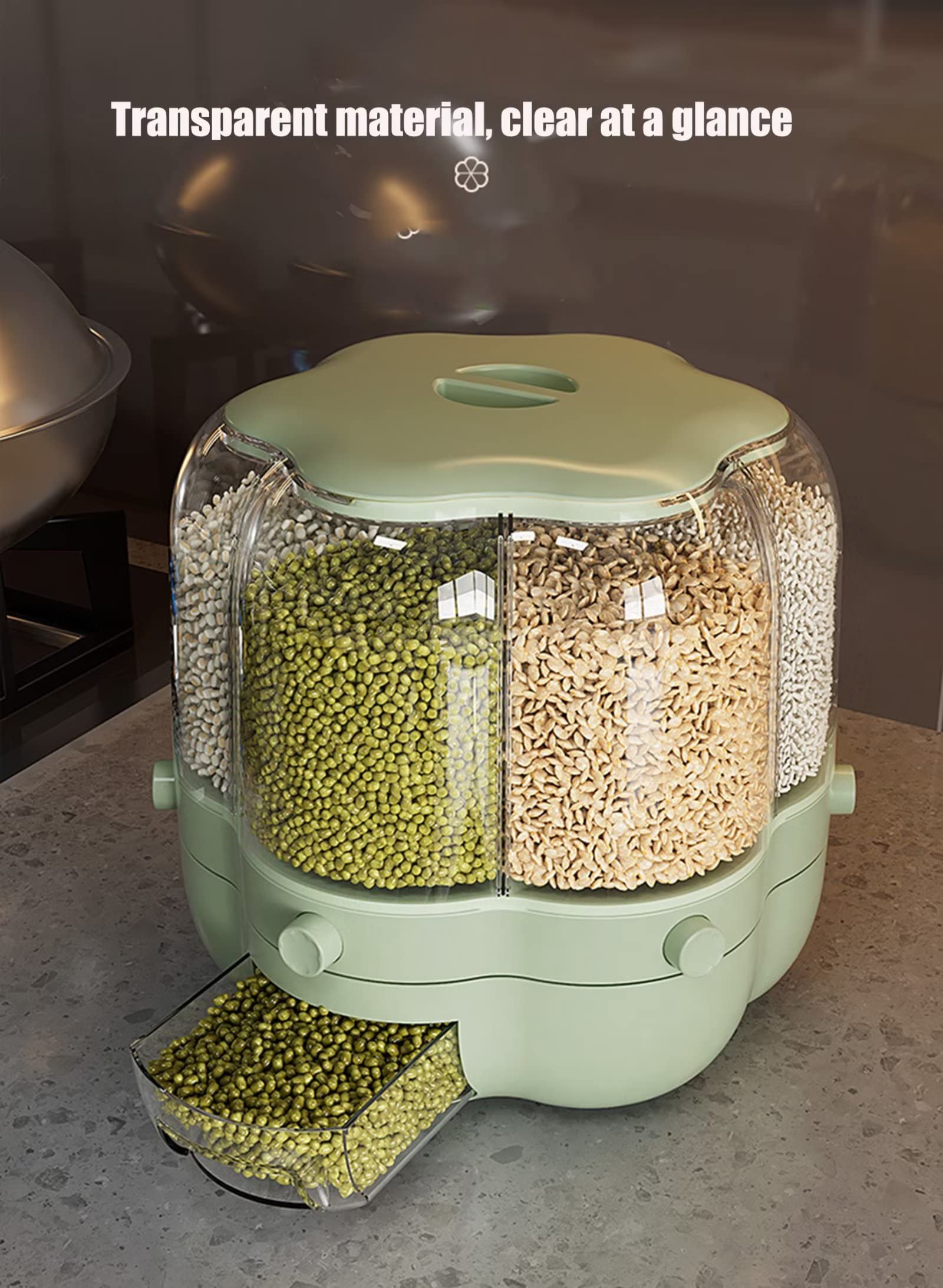 8kg Rice Dispenser Plastic Food Storage Container with Lid - Moisture Proof Cereal & Grain Storage Bucket for Kitchen, Pantry Organization (Great for Rice, Flour, Pasta, Beans)