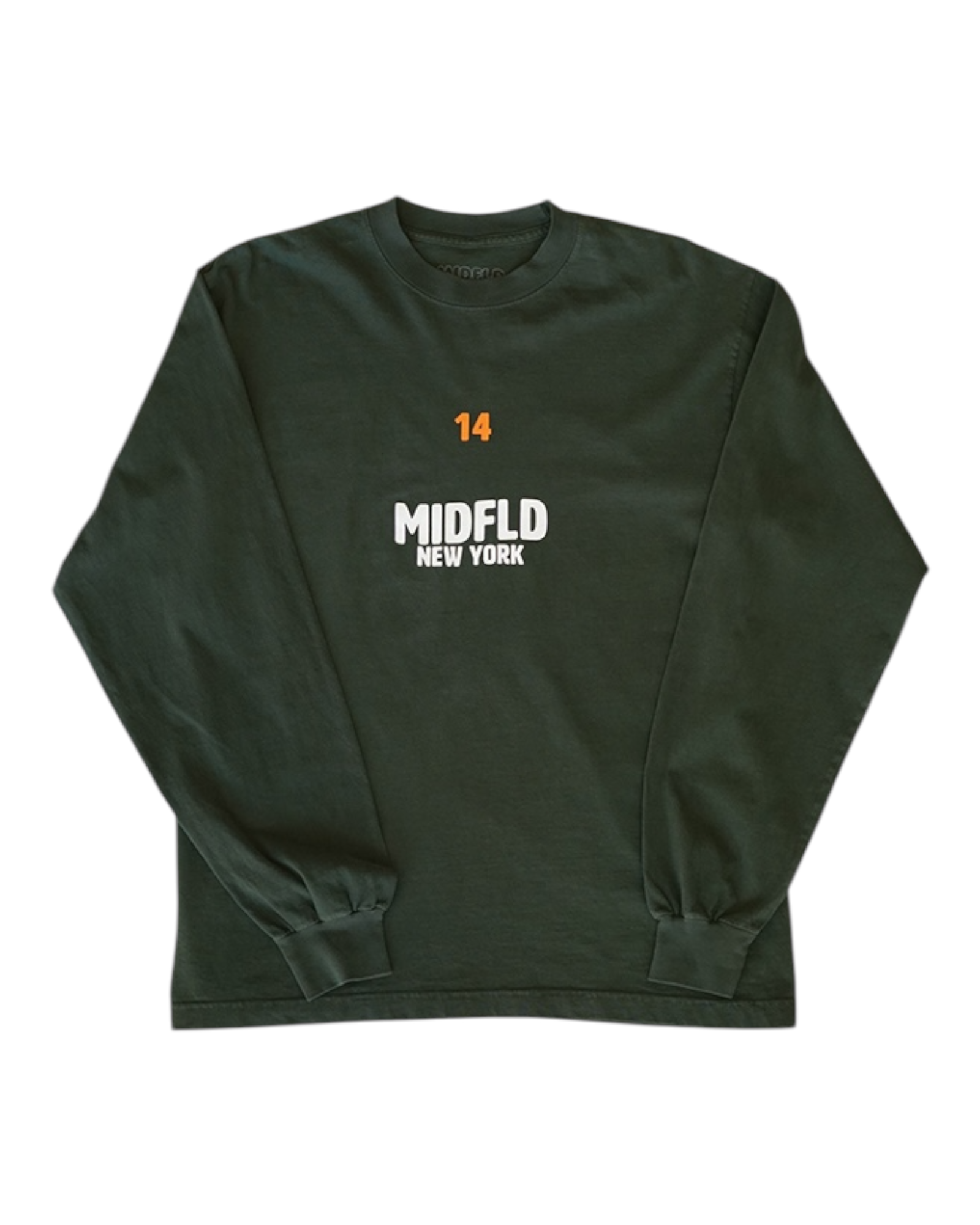 MIDFLD Right Here Long Sleeve Crewneck T-Shirt for Men & Women | Ivy Green Casual Shirt | Perfect for Everyday Wear, Fall Outfits & Layering