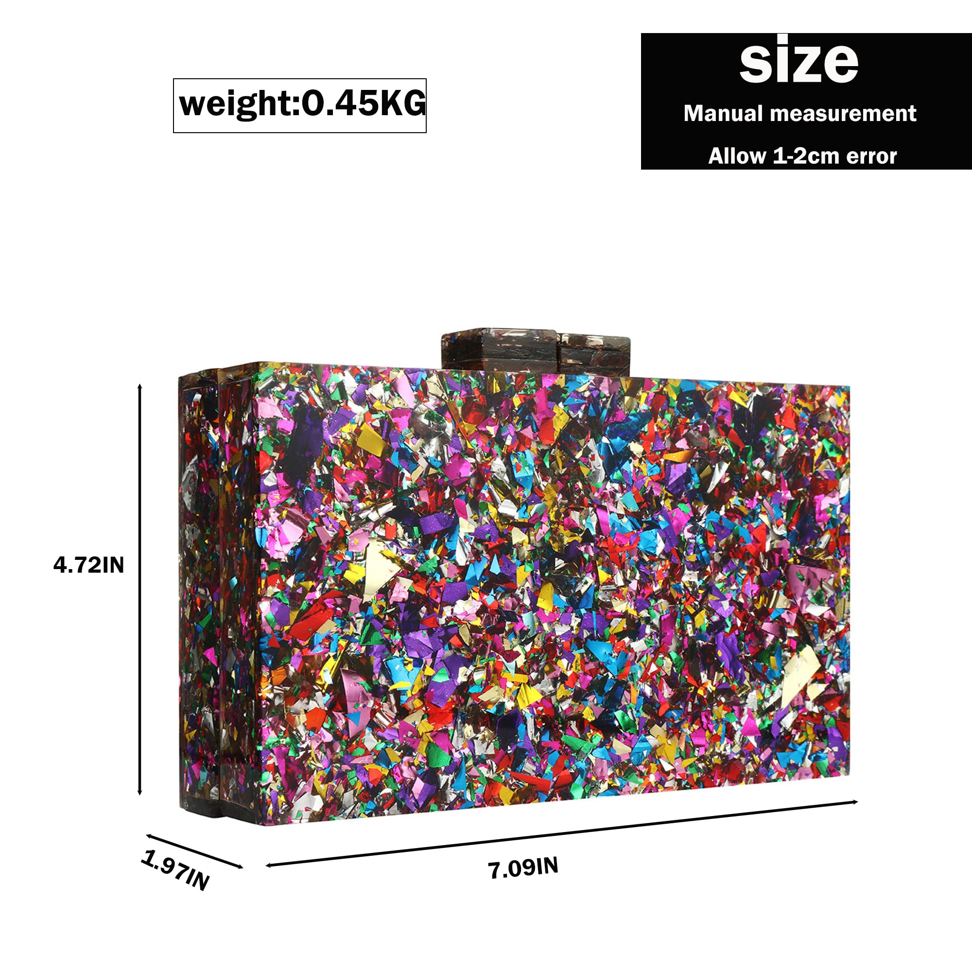 Acrylic Multicolor Women's Clutches & Evening Bags - Elegant Shoulder Crossbody Purse for Wedding, Prom, Party & Formal Events | Perfect for Date Nights, Galas and Special Occasions
