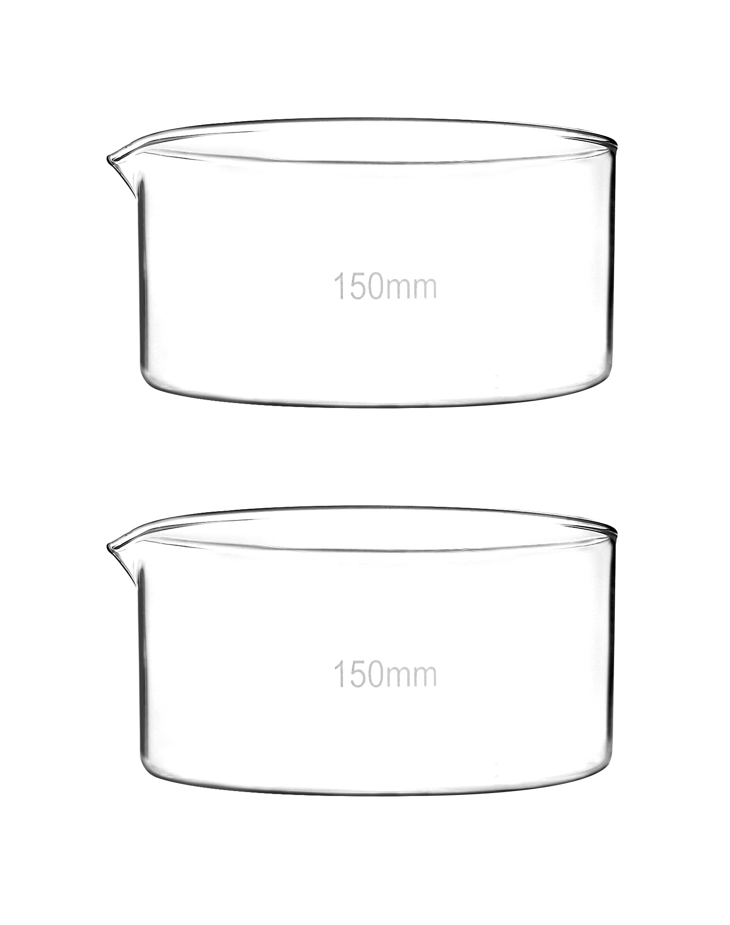 QWORK 1000ml Crystallizing Dishes, 2 Pack Heavy Duty Borosilicate 3.3 Glass Lab Dishes with Flat Bottom & Spout - Ideal for Chemistry Experiments, Science Classrooms, Kitchen Use & DIY Crafts