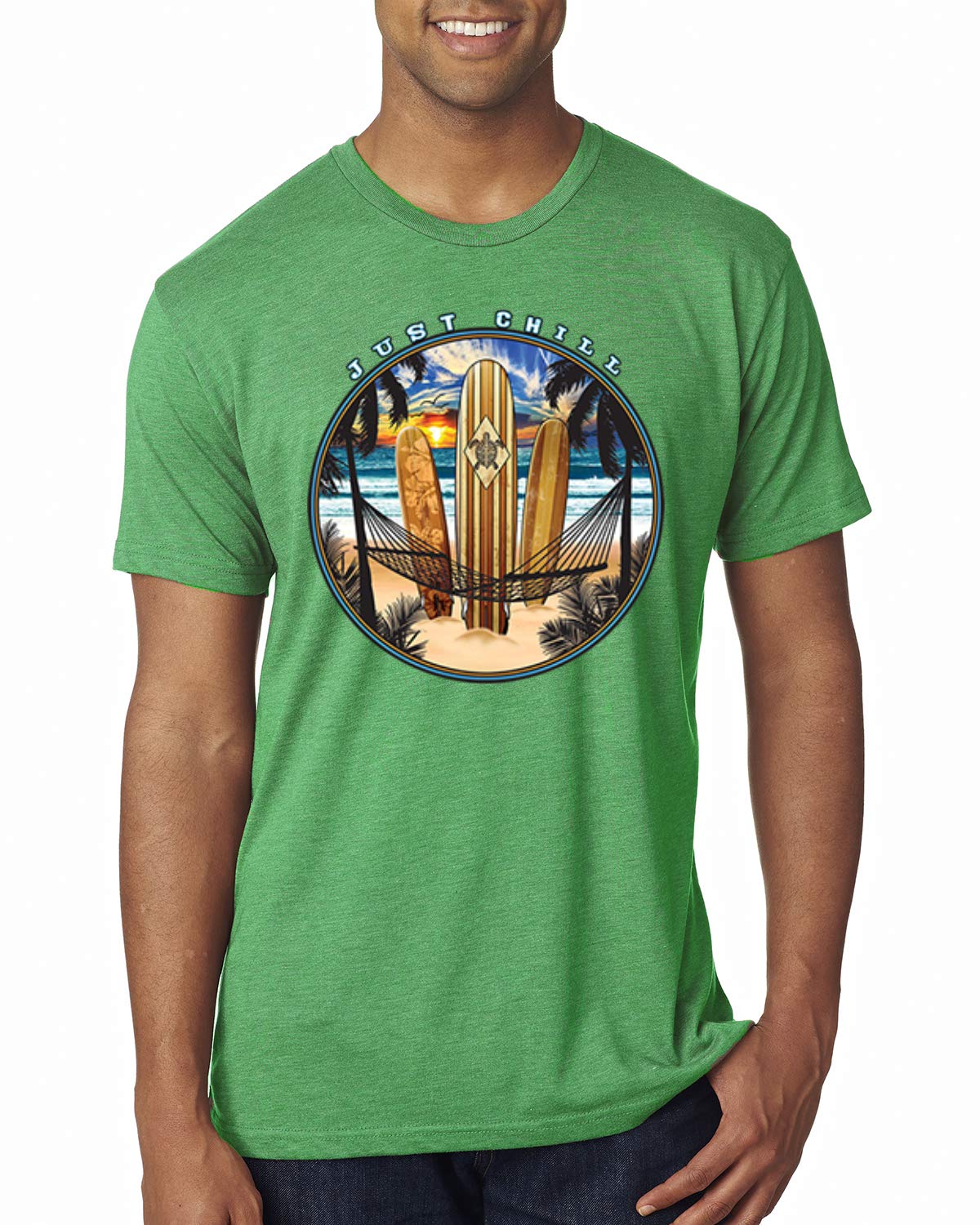 Just Chill Surfing Sports Men's Premium Tri-Blend T-Shirt - Soft & Comfortable Surf Tee for Beach, Casual Wear & Outdoor Activities