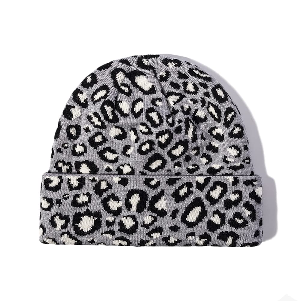 Newfancy Women's & Men's Winter Hats - Leopard Print Cuffed Beanie, Double Layer Thick Knitted Soft Warm Slouchy Skull Cap for Skiing, Snowboarding & Cold Weather