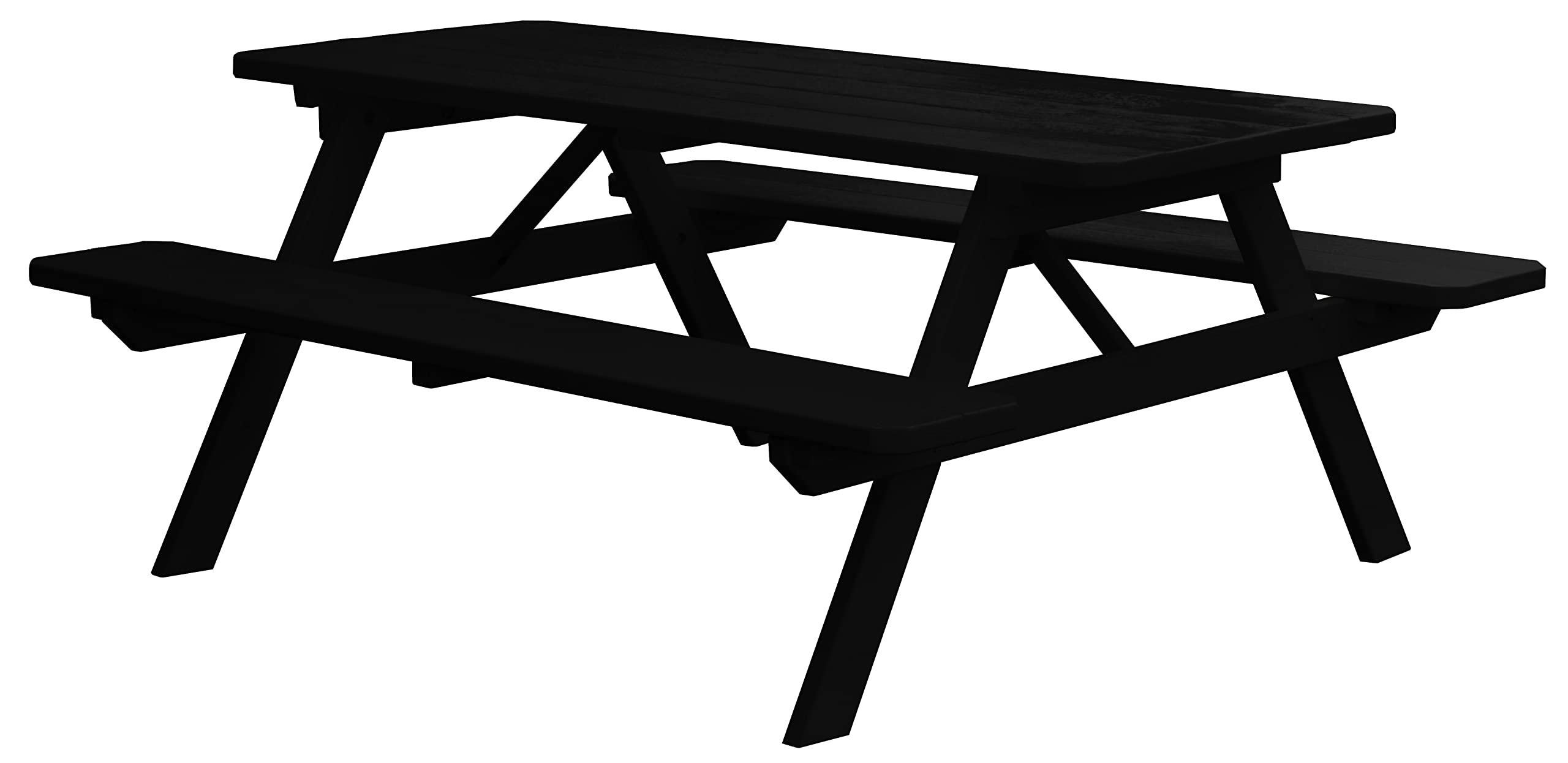 8ft Black Pine Wood Dining Table with Attached Benches - Rustic Farmhouse Style Furniture for Kitchen, Dining Room & Outdoor Patio - Durable Solid Wood Construction by Furniture Barn USA
