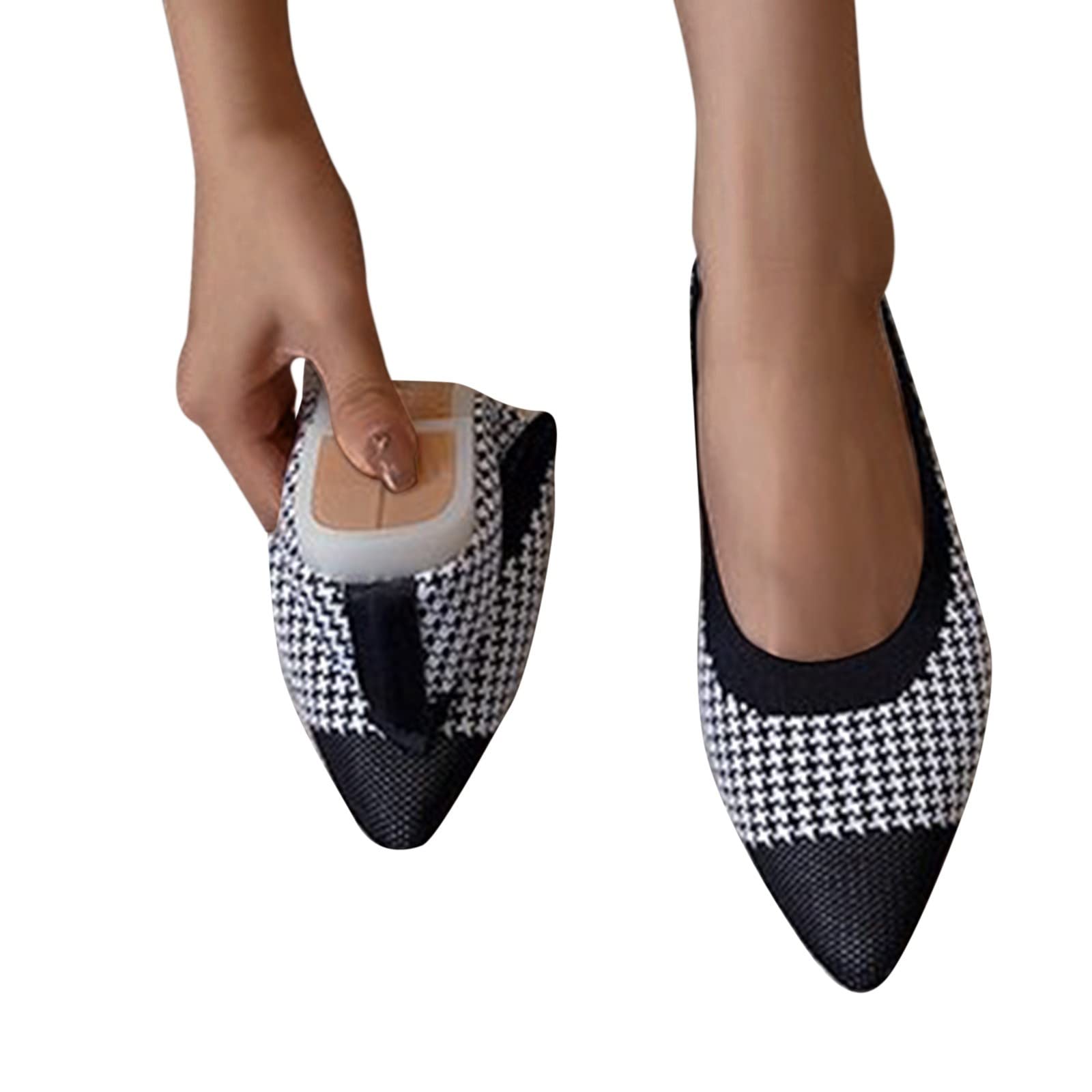 Stylish Women's Black Flats - Pointed Toe Ballet Shoes for Work & Casual Wear | Comfortable Colorblock Dressy Shoes for Office, Parties & Everyday Outfits