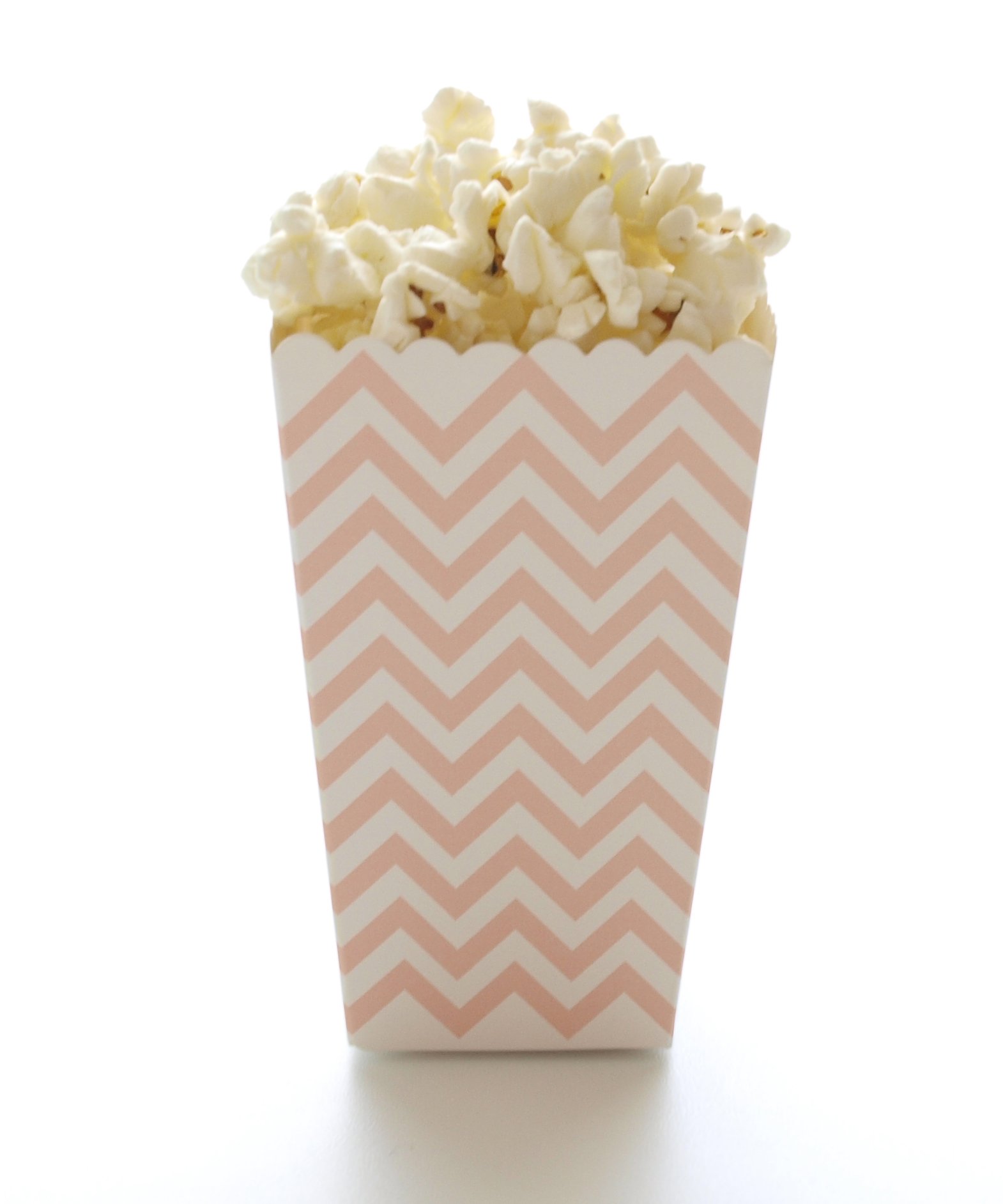 12 Pack Light Pale Pink Popcorn Boxes with Chevron Pattern - Perfect for Baby Girl Baby Shower Party Favors, Princess Birthday Party Decorations, Wedding & Bridal Showers, Gender Reveal Events