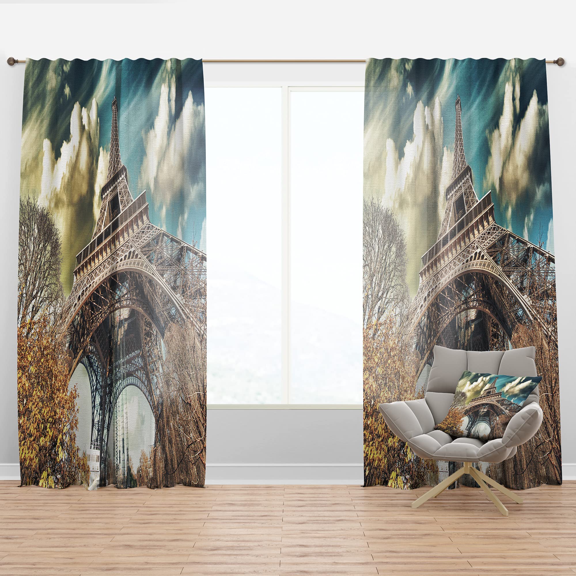 DesignQ Paris Eiffel Tower Street View Blackout Curtains - Thermal Insulated Single Panel 52x108 - Perfect for Bedroom & Living Room Window Decor | Elegant Home Decor & Light Blocking for Better Sleep