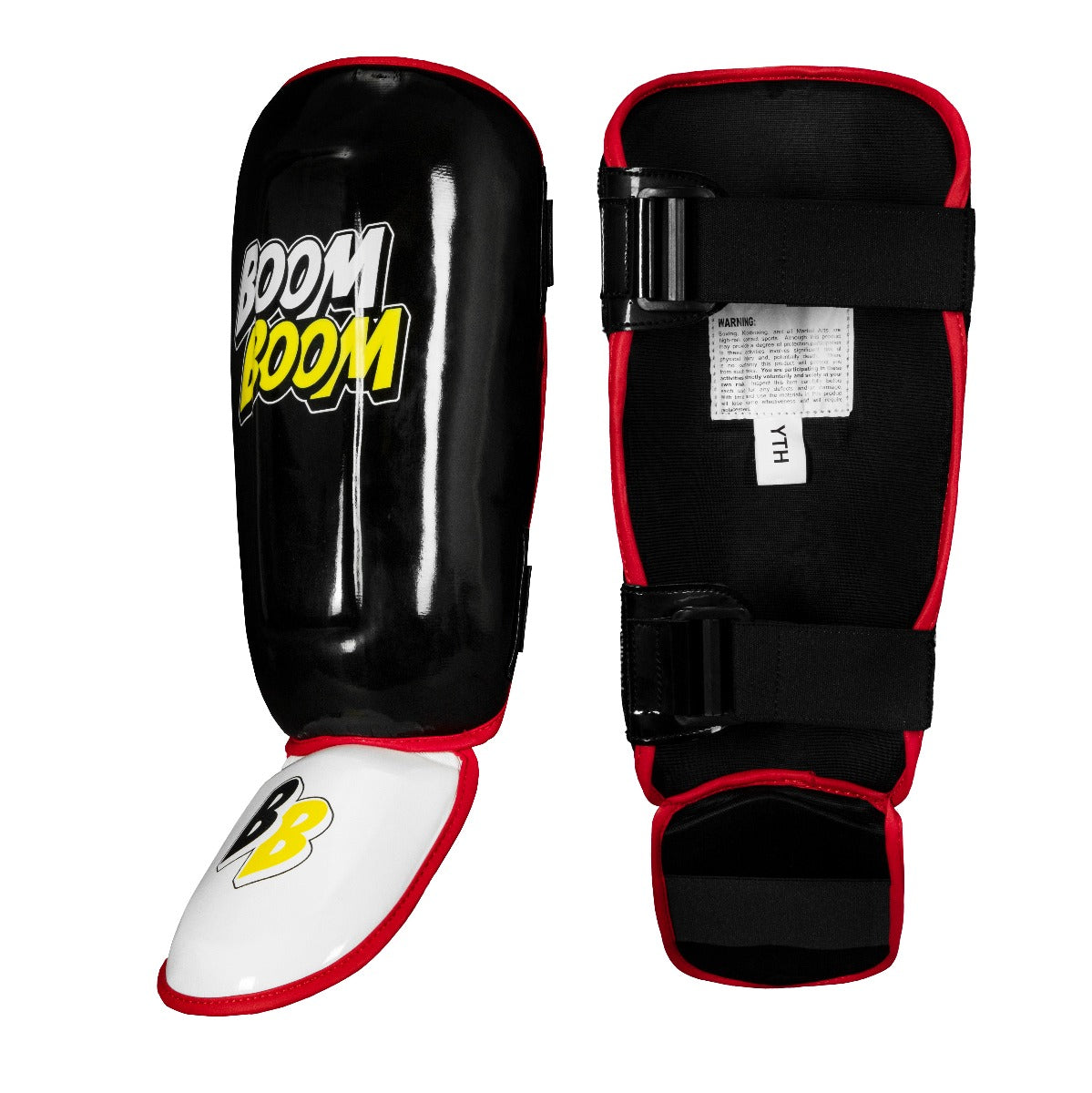 BOOM BOOM Boxing Bomber Youth Shin Guards - Kids & Teens MMA, Muay Thai, Kickboxing Protective Gear for Training & Competition