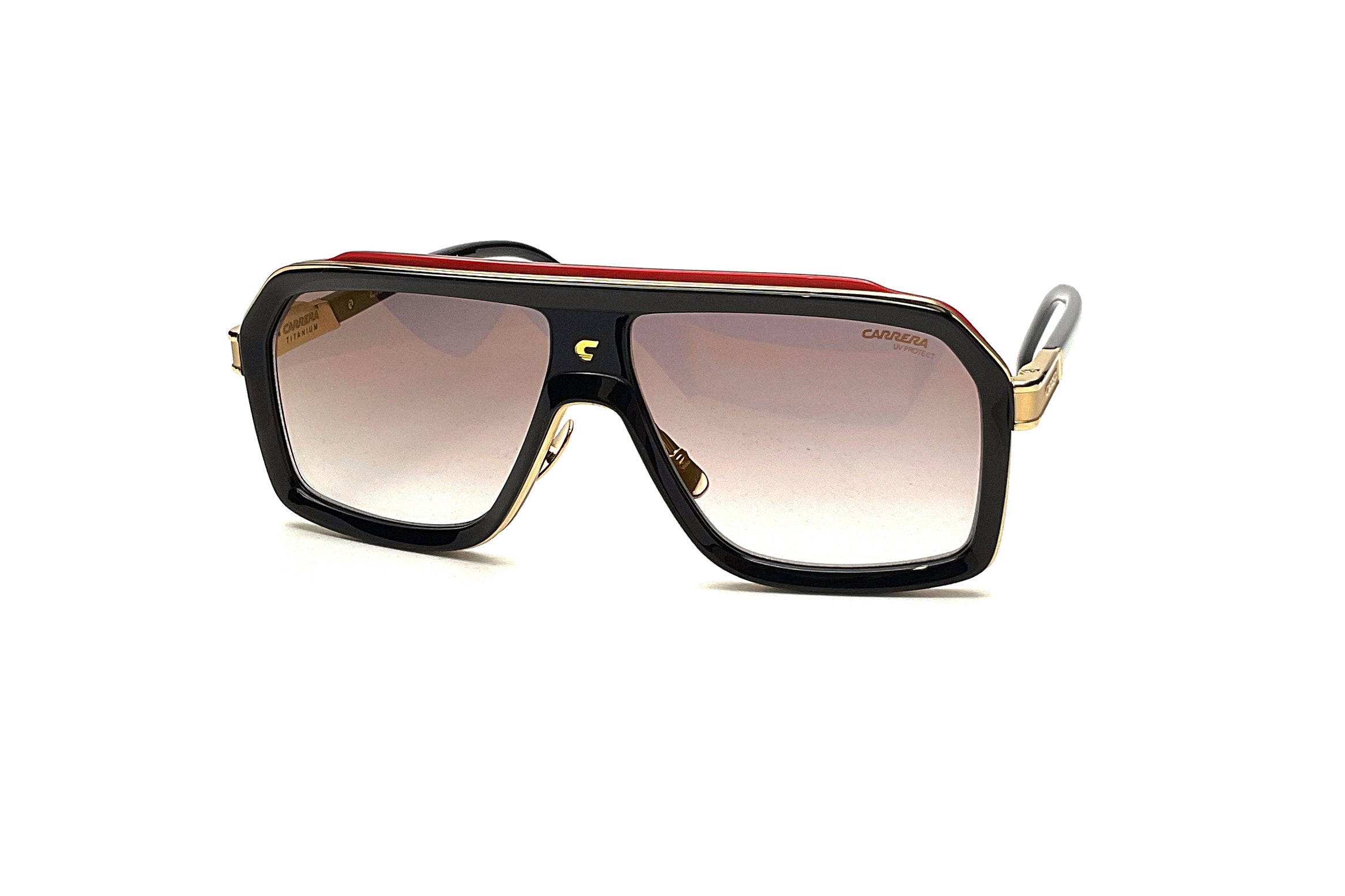 Carrera CA 1053 Sunglasses - Black & Red Aviator Style for Men & Women - Perfect for Driving, Outdoor Sports & Fashion Accessories