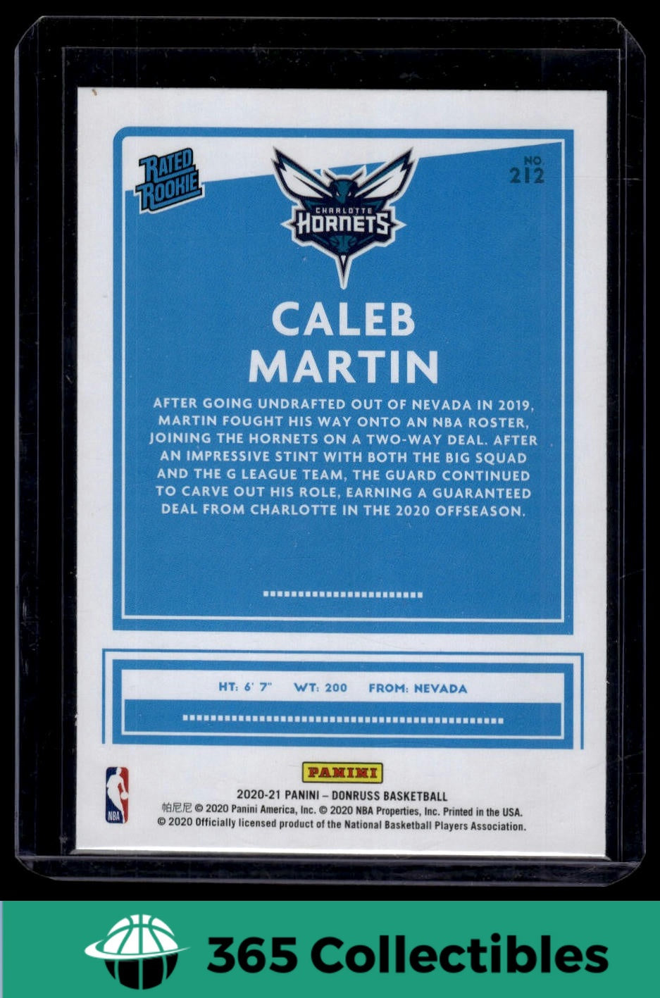 2020-21 Panini Donruss NBA Caleb Martin #212 Basketball Trading Card - Charlotte Hornets Rookie Collectible for Sports Memorabilia Fans & Card Investors
