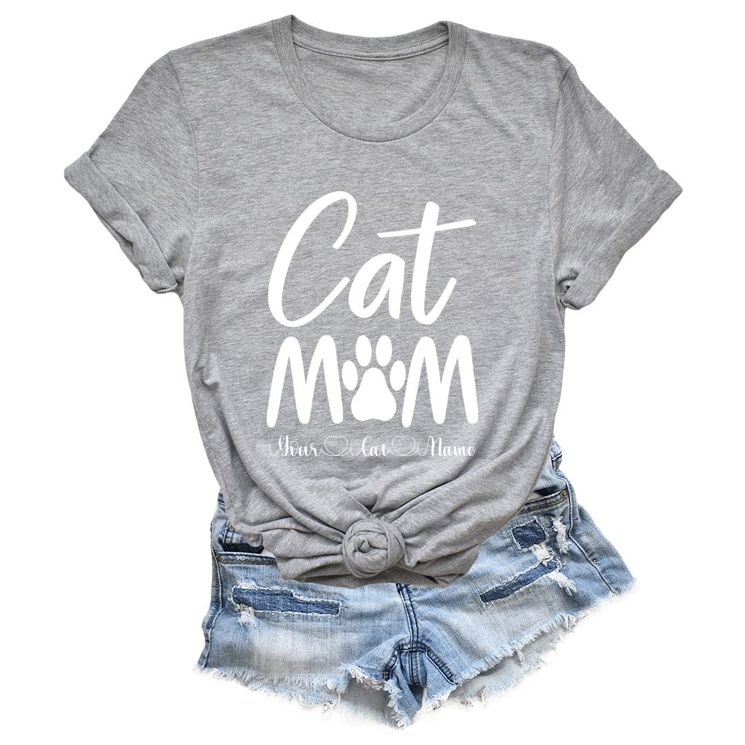 Custom Personalized Cat Mom T-Shirts with Names - Perfect Gift for Cat Lovers & Mother's Day