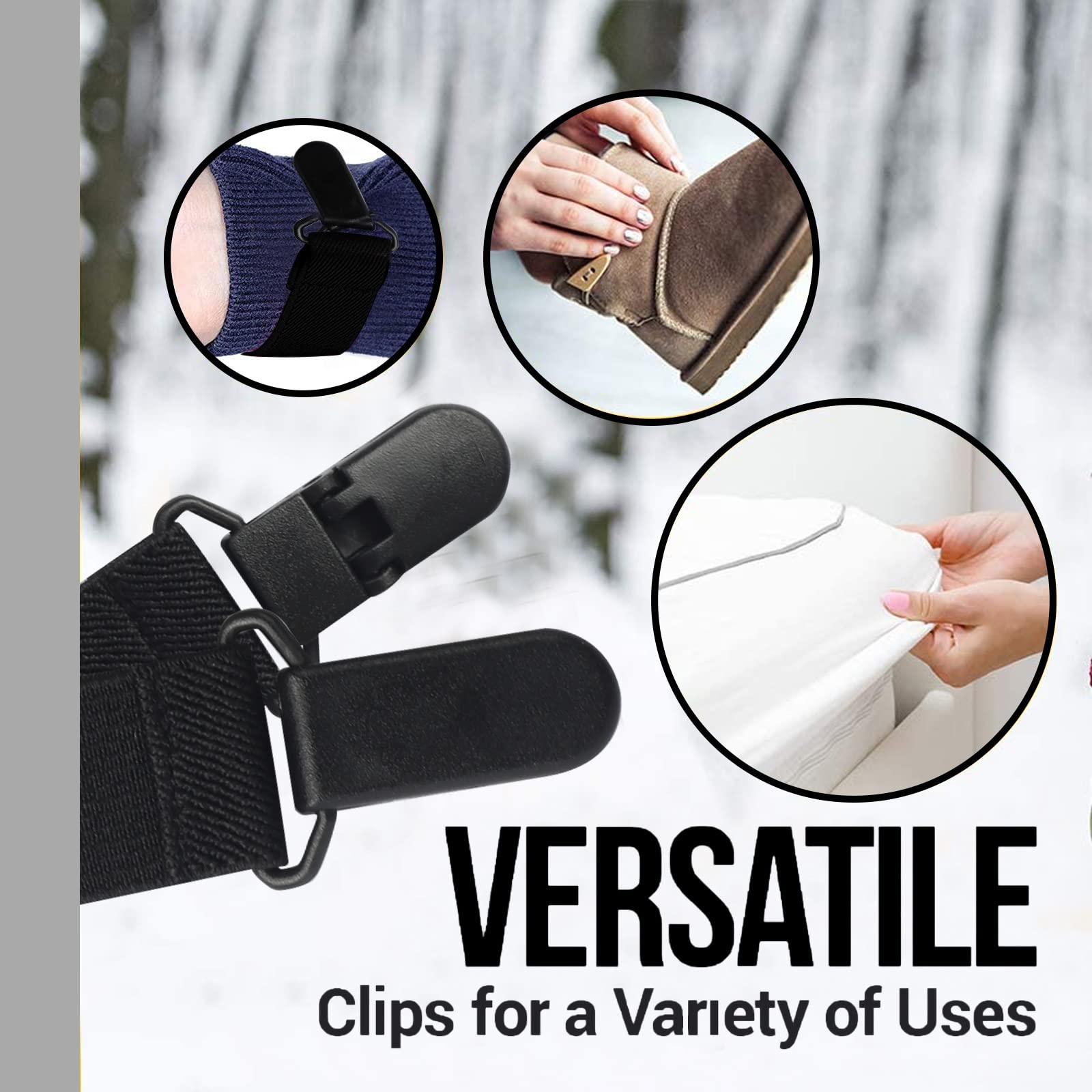4 Pack Anti-Lost Mitten Clips for Kids & Adults - Winter Hat & Glove Holders with Adjustable Elastic Straps - Perfect for Toddlers, Boys & Girls - Keep Mittens Secure During Outdoor Play, Skiing & Snow Activities
