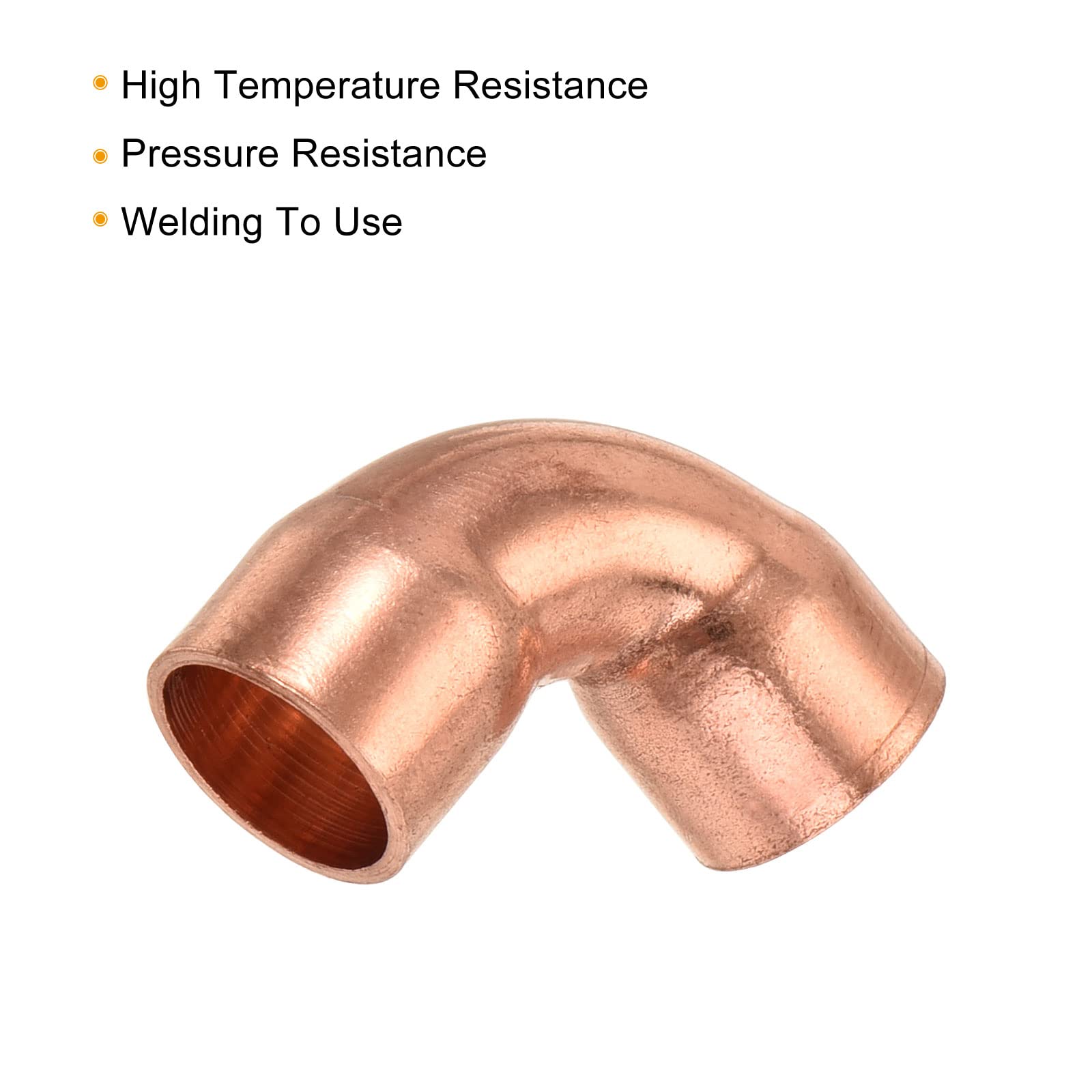 90 Degrees Elbow Copper Pipe Fitting - 3/8 Inch ID Short Turn Welding Connection for HVAC & Air Conditioning Systems (Pack of 6) - Perfect for Refrigeration, Plumbing & DIY Home Improvement Projects