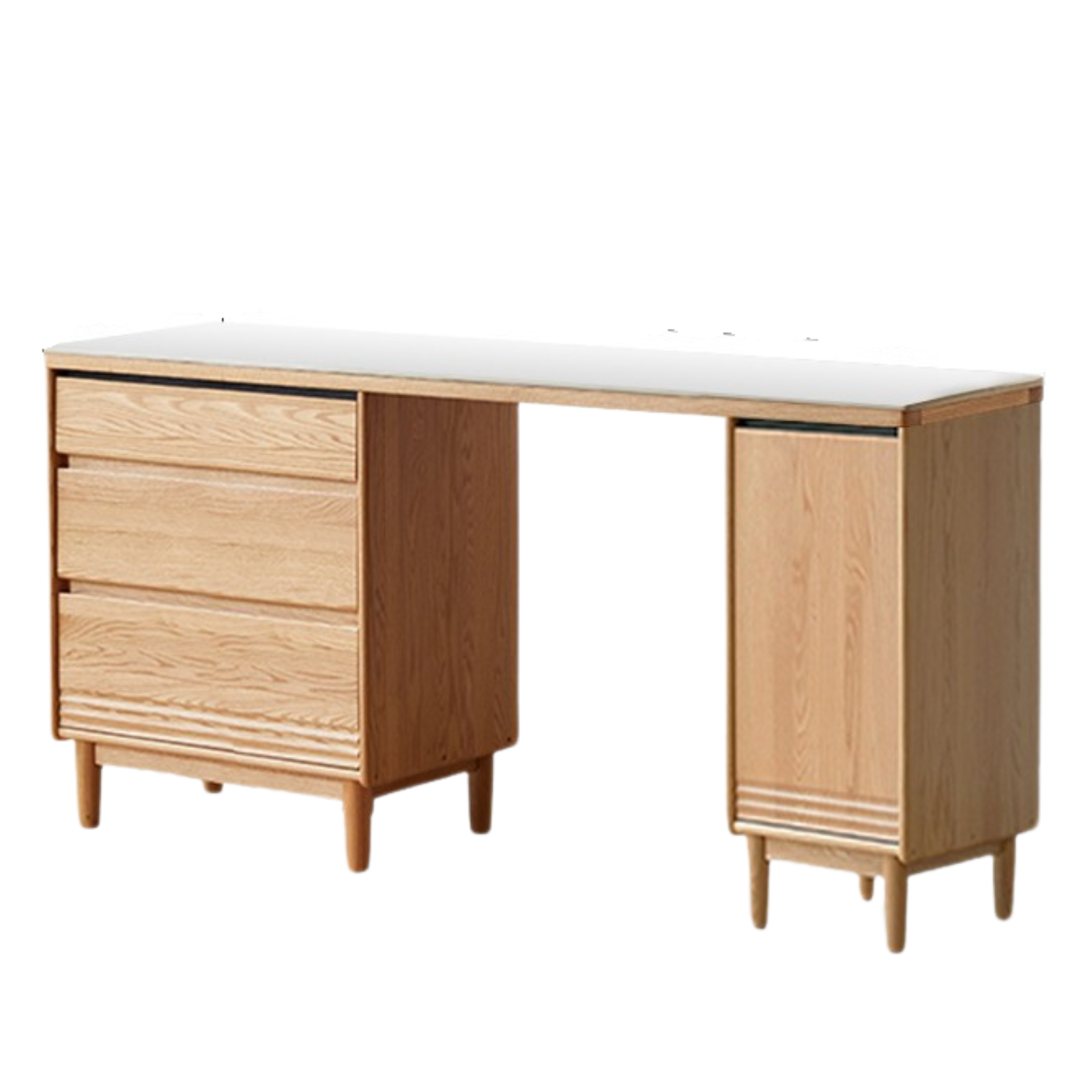 82.7x17.7x33.5 inch / 210.4x45x85 cm / Natural wood color / Oak white rock board sideboard