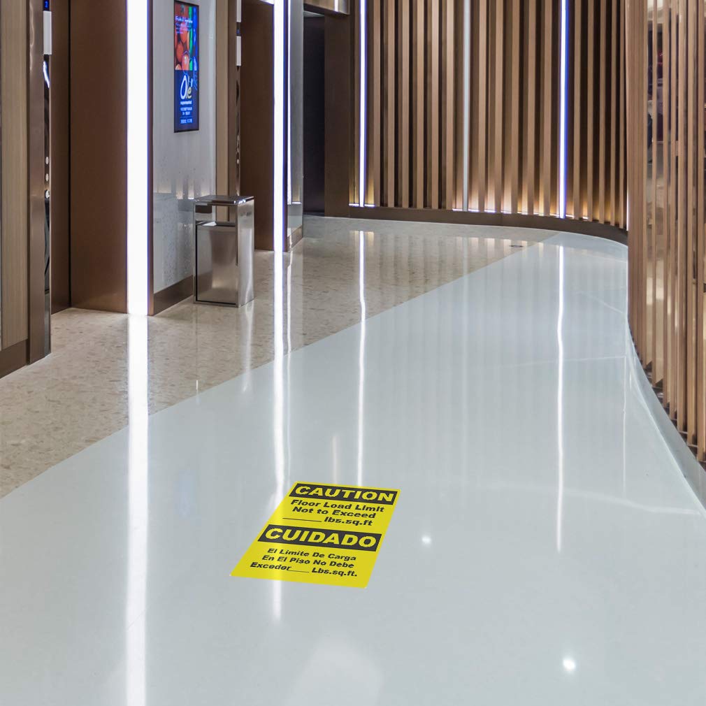 Yellow Anti-Slip Caution Floor Decals - 36Inch Load Limit Warning Stickers for Industrial & Warehouse Safety | Durable Vertical Shape B Signs for Slip Prevention in Workplaces, Factories, and High-Traffic Areas