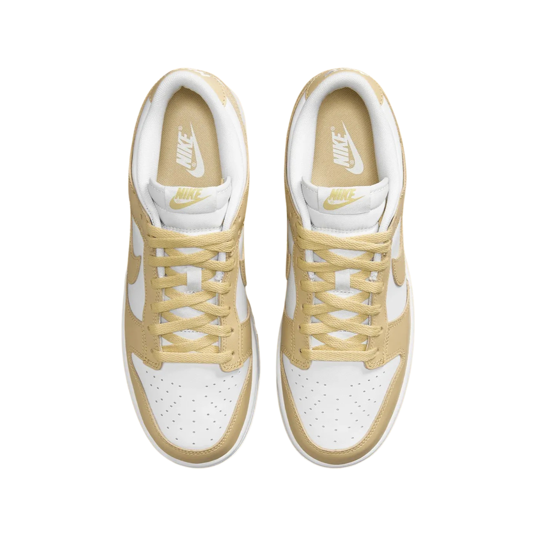 Nike Dunk Low Sneakers - White, Team Gold & Wolf Grey Colorway | Men's & Women's Casual Shoes for Everyday Wear, Street Style & Sneaker Collection