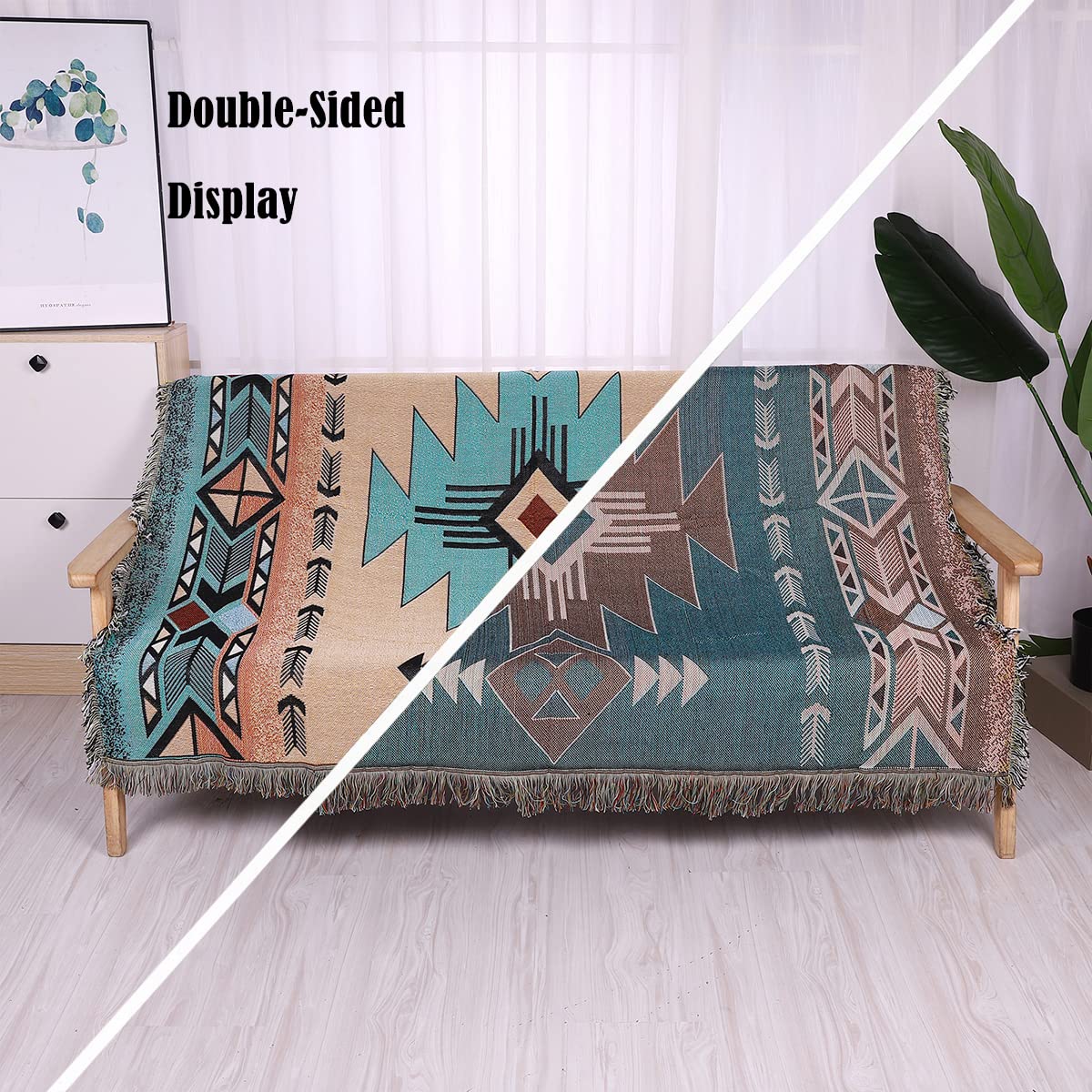 Aztec Throw Blanket - Soft Navajo Indian Blanket & Boho Western Decor | 51x63 Inch Couch Cover for Bed, Sofa, Living Room | Perfect for Home Decor, Cozy Nights & Beach Travel