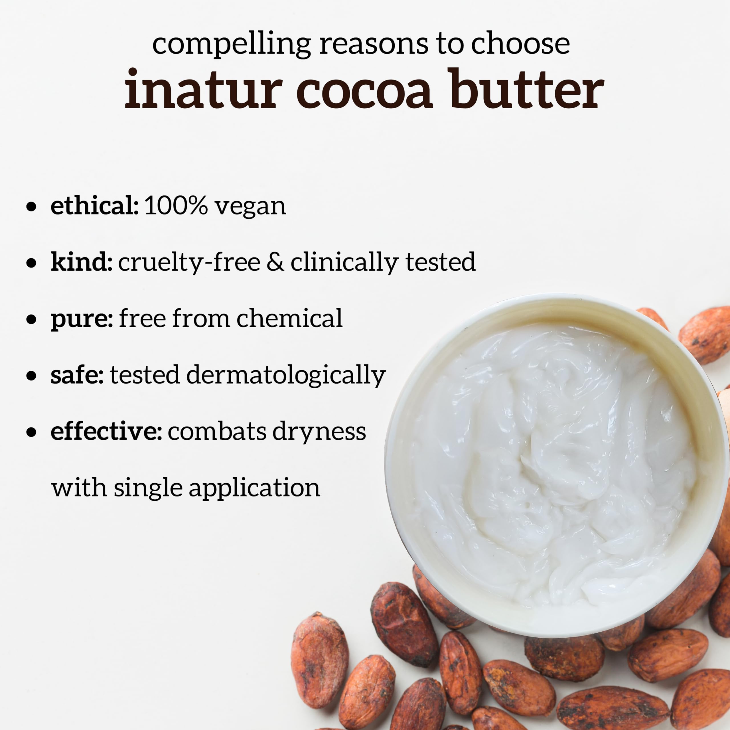 **inatur Cocoa Body Butter 200g - Deep Hydrating Cocoa Butter Cream for Dry & Rough Skin | Ultra-Nourishing Body Moisturizer for Smooth & Soft Skin | Perfect for Daily Use, Massage & Post-Shave Care**