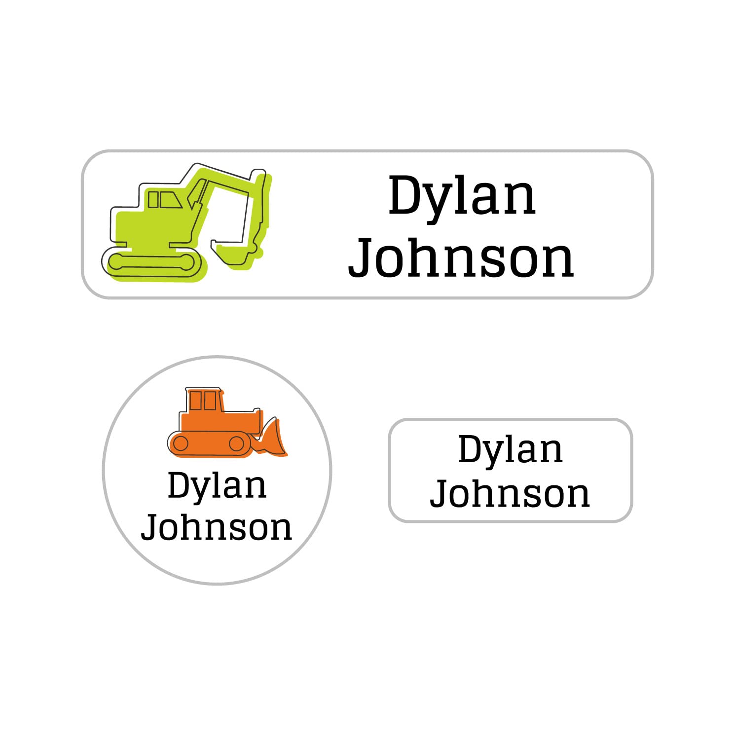 Custom Name Labels for Kids - Waterproof Personalized Name Stickers (102-Pack, 3 Sizes) for Daycare, School & Camp | Perfect for Clothes, Lunch Boxes, Water Bottles & School Supplies | Truck Design | Great for Organizing & Preventing Lost Items