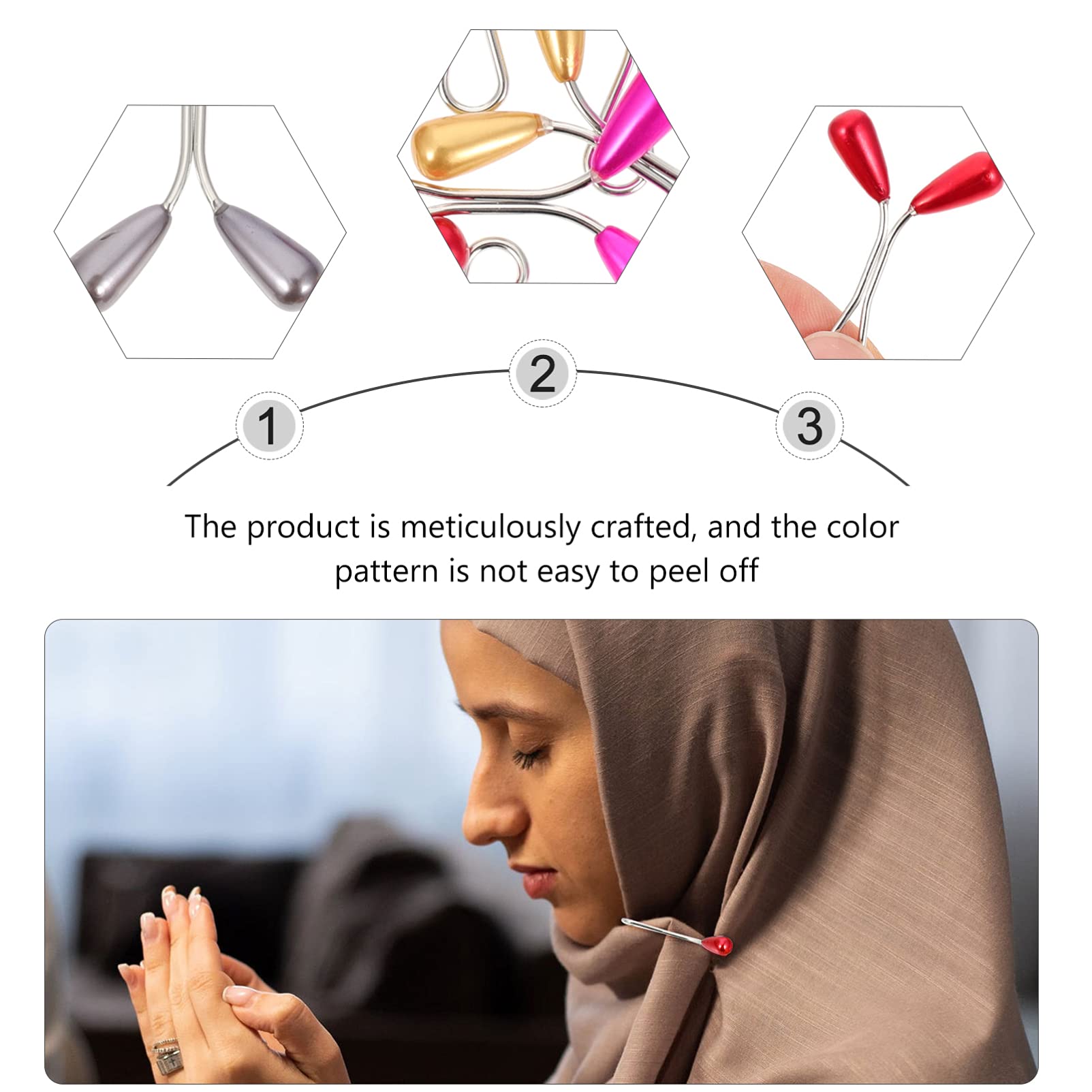 EXCEART 24pcs Pearl Hijab Clips for Women - Elegant Scarf Pins, Hijab Accessories, Sweater Shawl Brooches - Perfect for Muslim Headscarves, Hoodies, and Winter Fashion Outfits