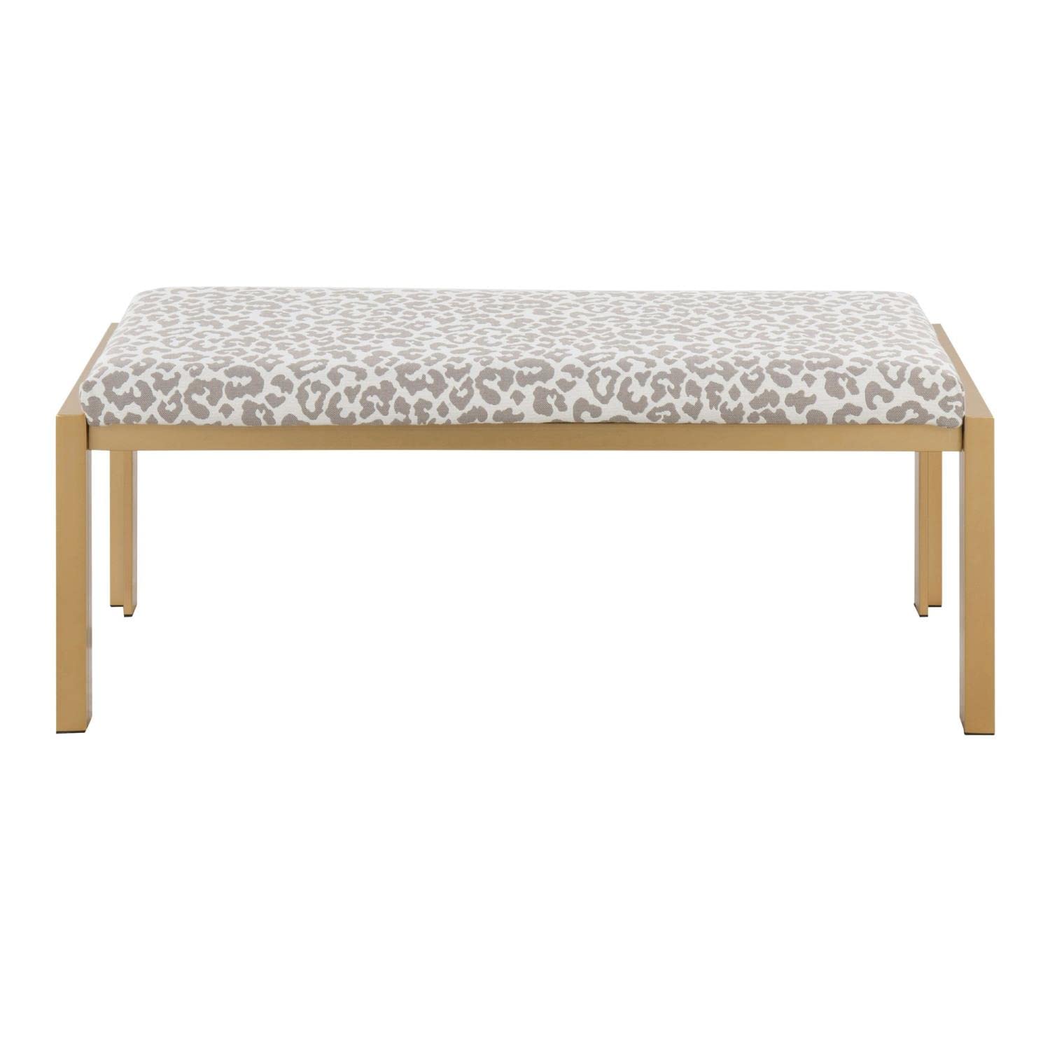 LumiSource Fuji Bench - Gold Fabric Upholstered Entryway Bench, Bedroom Bench & Dining Bench | Perfect for Hallway Seating, Bed Footboard & Kitchen Dining Set