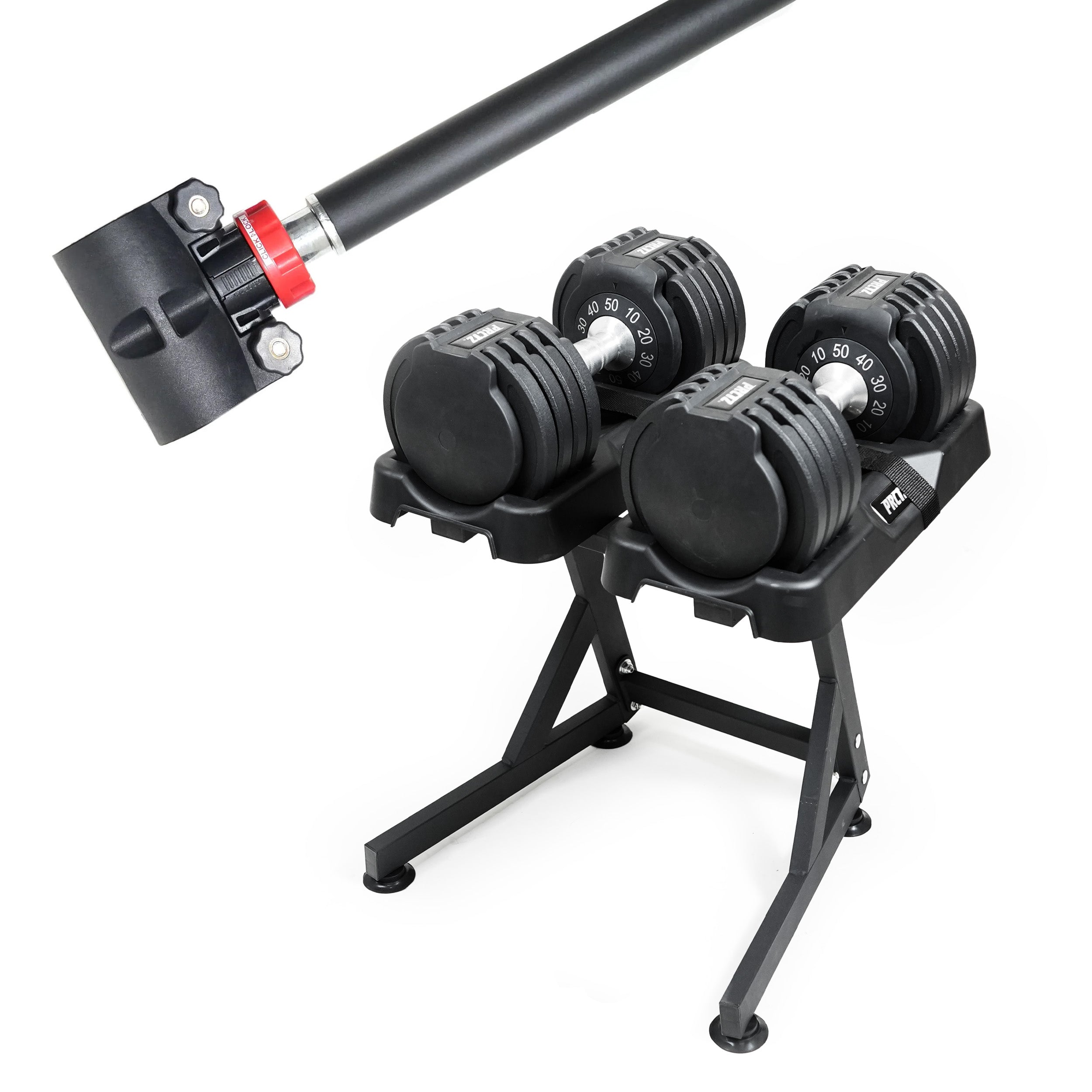 PRCTZ Adjustable Dumbbell Set with Barbell - 2x10-50 lbs Weight Plates & Stand for Home Gym Strength Training | Perfect for Full Body Workouts, Muscle Building & CrossFit Training