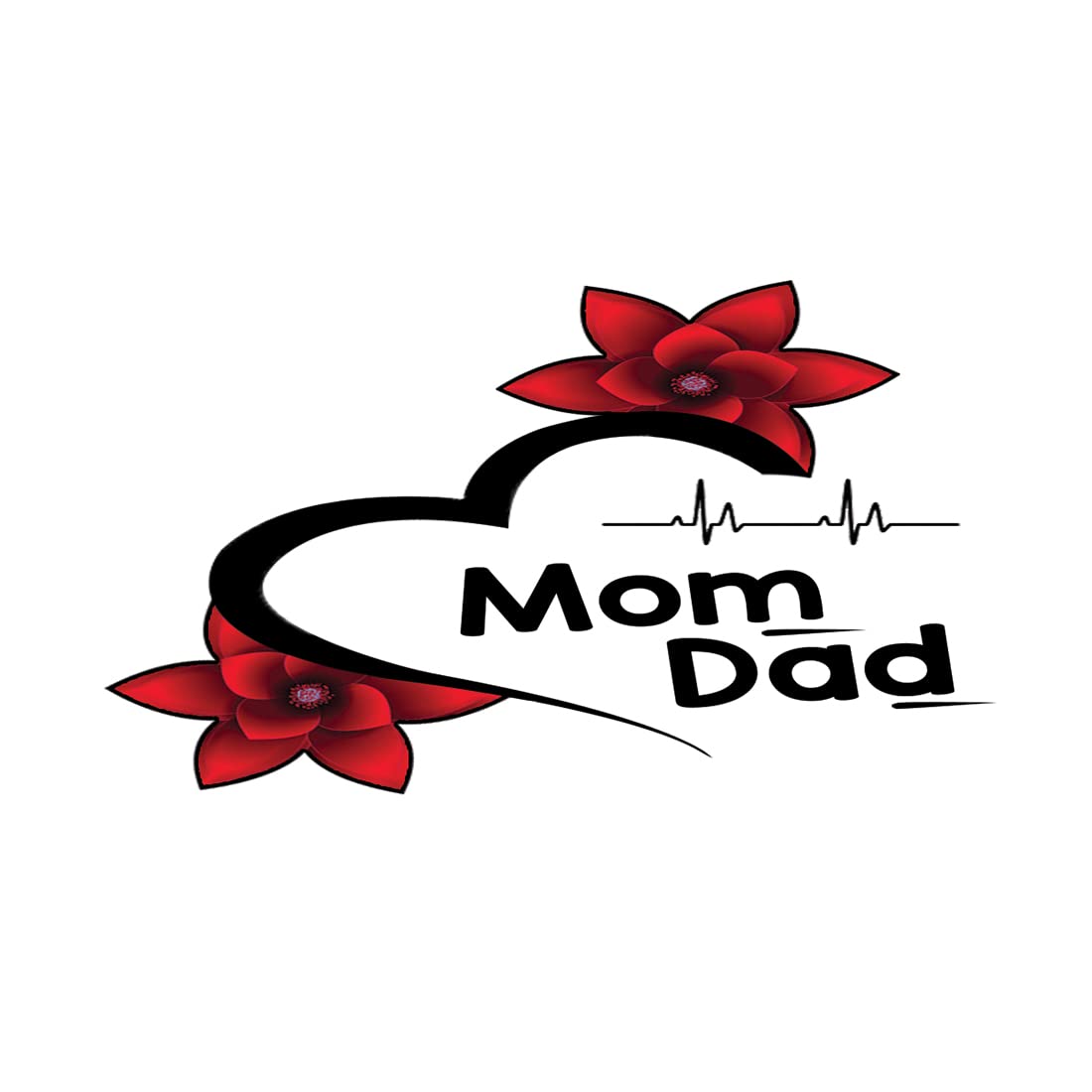 Mom Dad Love Flower Temporary Tattoo - Waterproof Fake Tattoos for Couples, Family - Perfect for Weddings, Anniversaries & Special Occasions