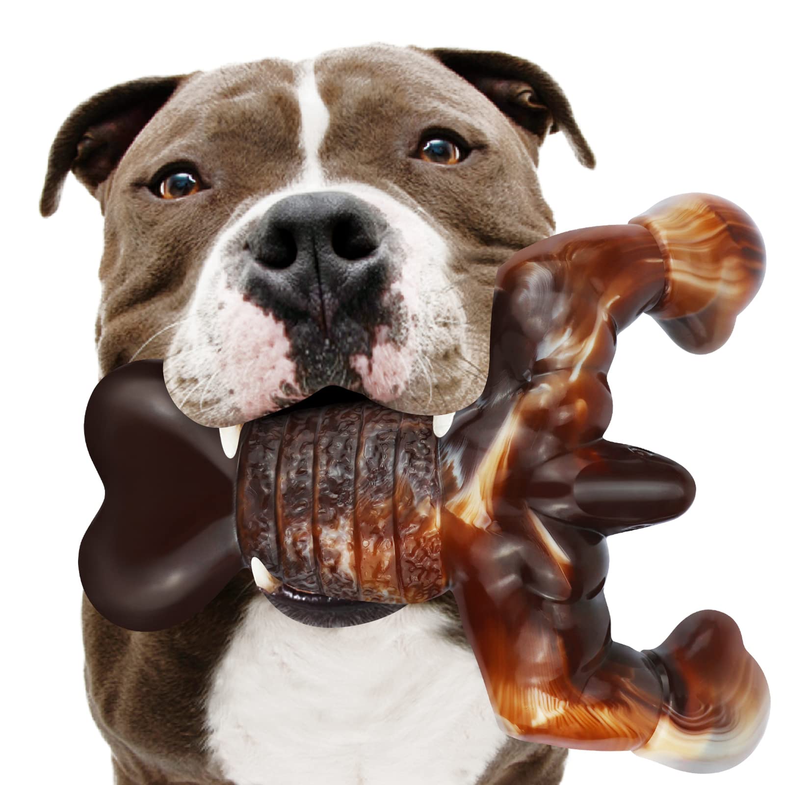 Indestructible Dog Chew Toys for Aggressive Chewers - Durable Bacon-Flavored Dog Bone Toys for Medium & Large Breed Dogs - Best Long-Lasting Chewing Toy to Keep Pets Busy - Perfect for Crate Training, Anxiety Relief & Dental Health