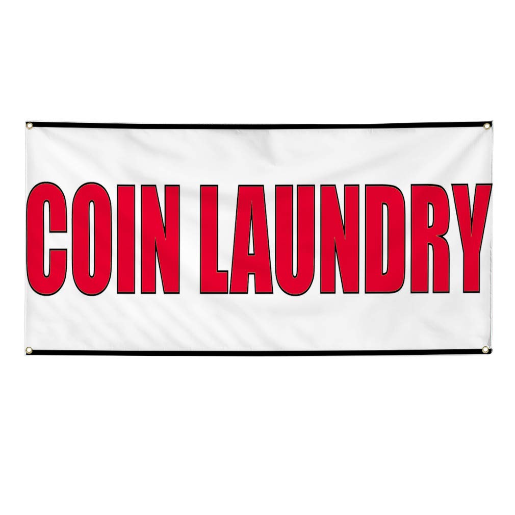 Vinyl Banner 48x96 Inches - Weatherproof Outdoor Advertising Sign for Coin Laundry & Business - Multiple Sizes Available with 8 Grommets - Perfect for Yard Signs, Industrial Use & Commercial Printing