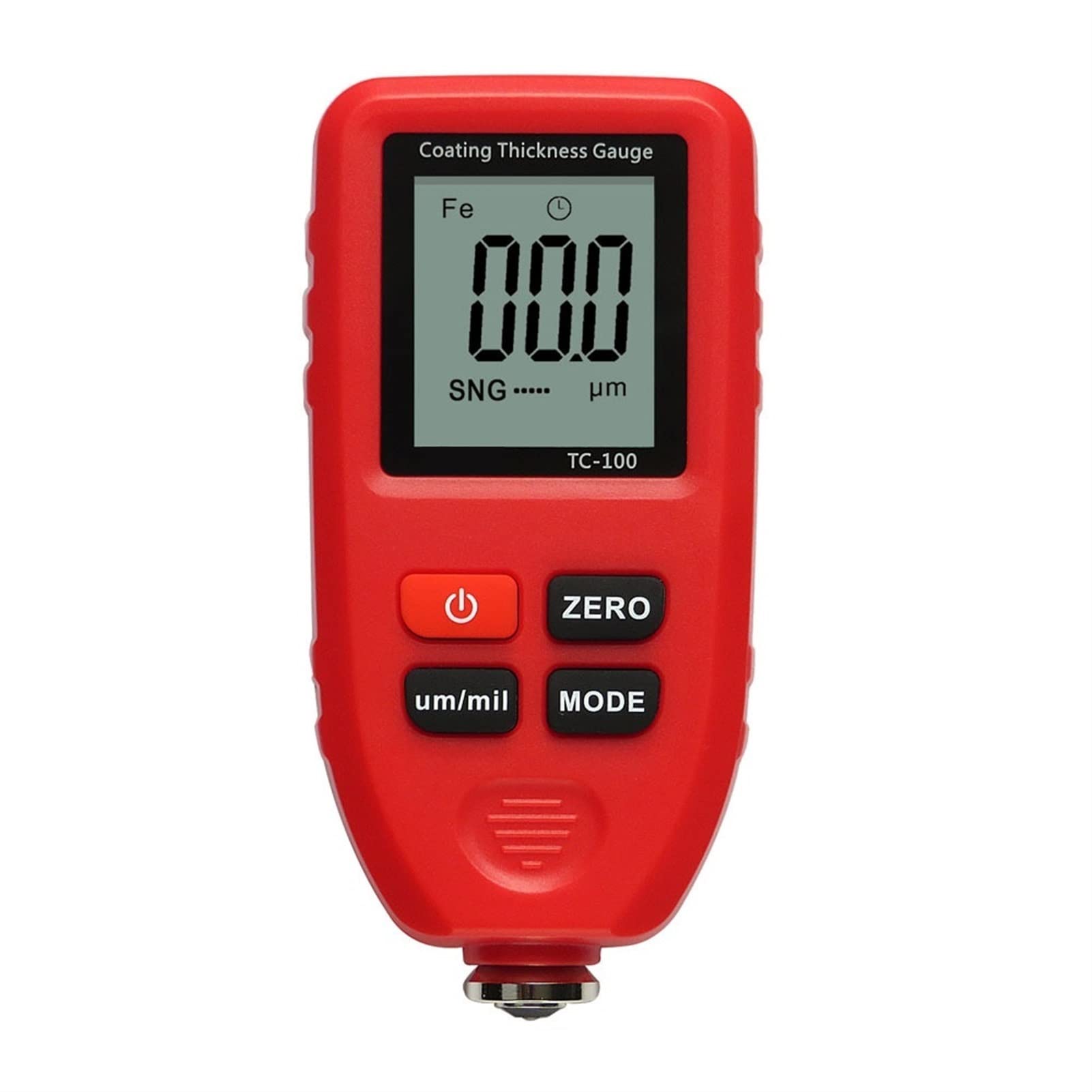 DOLUNTO TC100 Coating Thickness Gauge - Digital Paint & Film Thickness Tester for Cars, FE/NFE Metal Detection, Russian Manual - Red | Automotive Repair, Body Shop, Quality Control (Black/Red Options)