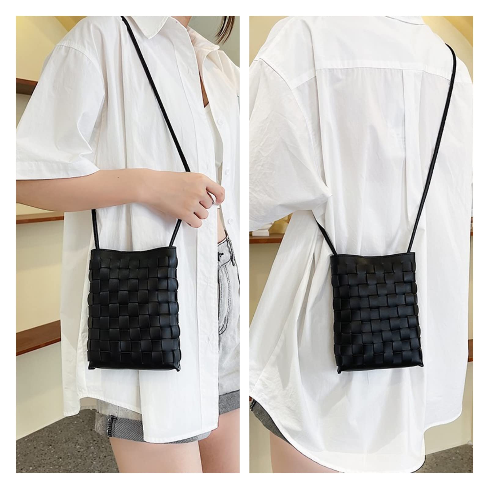 Stylish Woven Crossbody Phone Purse for Women & Teens - Small Shoulder Bag with Secure Pocket - Perfect for Daily Use, Travel & Shopping