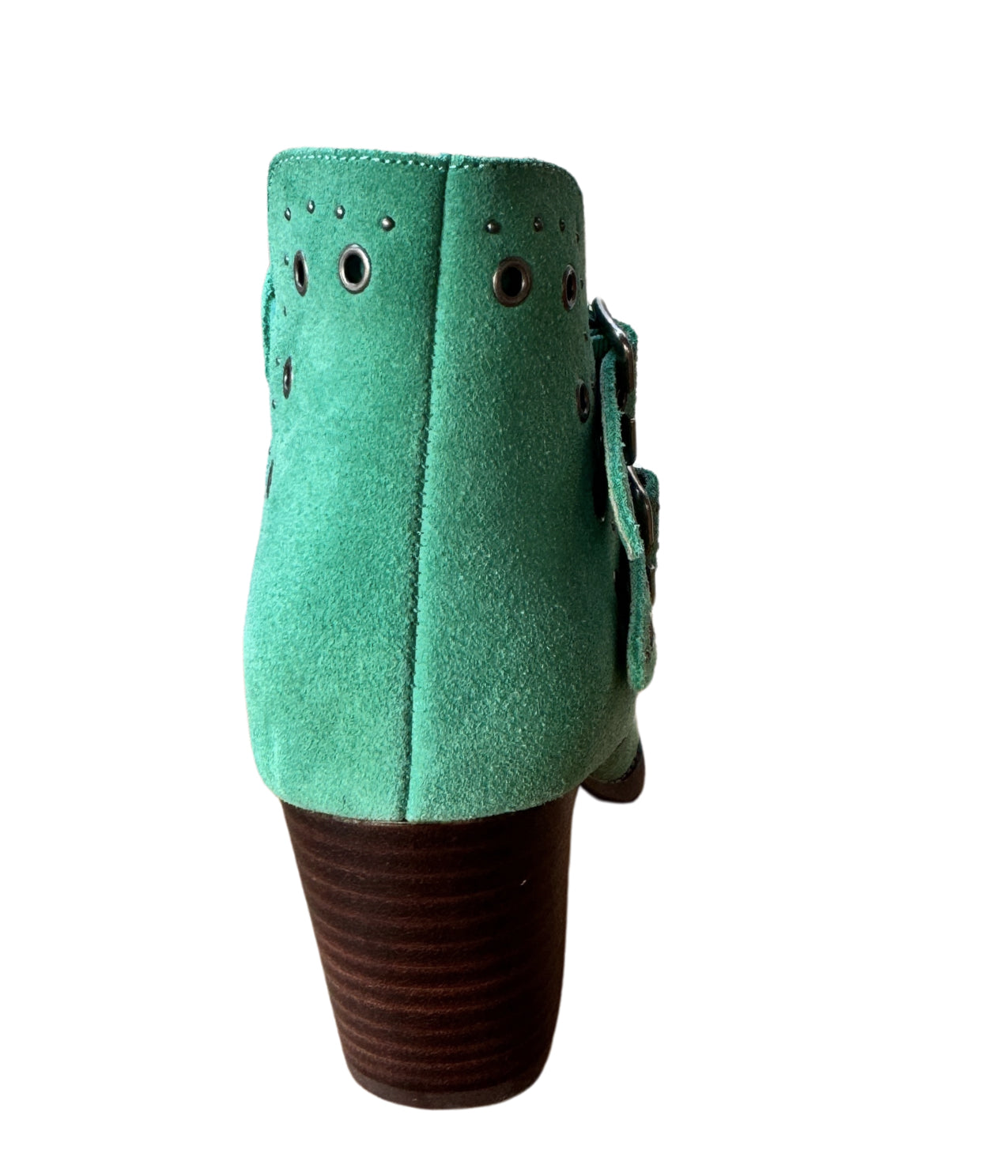 Elsa Women's Genuine Leather Ankle Boots in Teal - Comfortable Mid Heel Booties for Casual Outfits & Office Wear