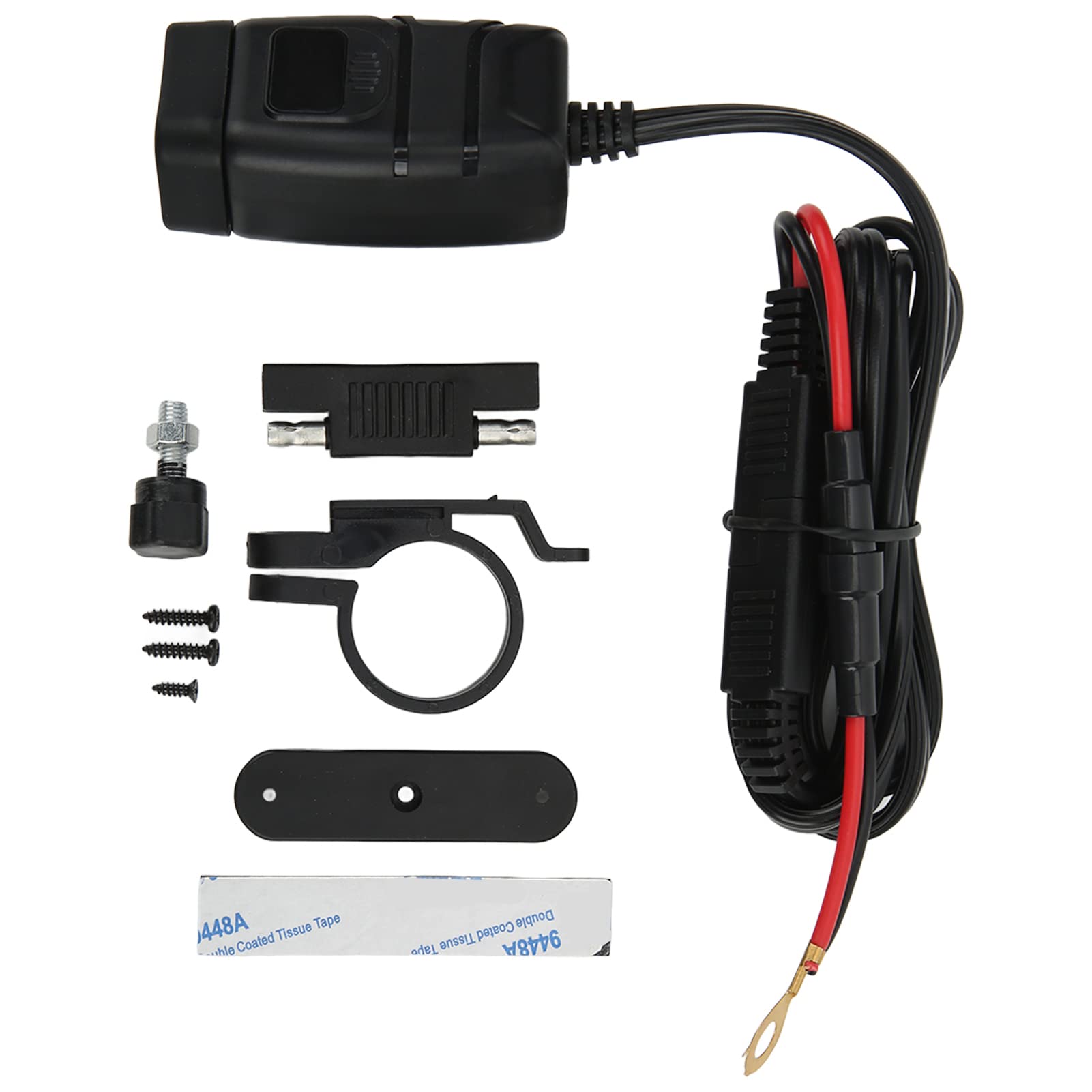 Motorcycle Dual USB SAE to USB Adapter with Cover Switch - Fast Charging & Built-in Voltmeter for Phone & Tablet - Perfect for Road Trips & Motorcycle Accessories