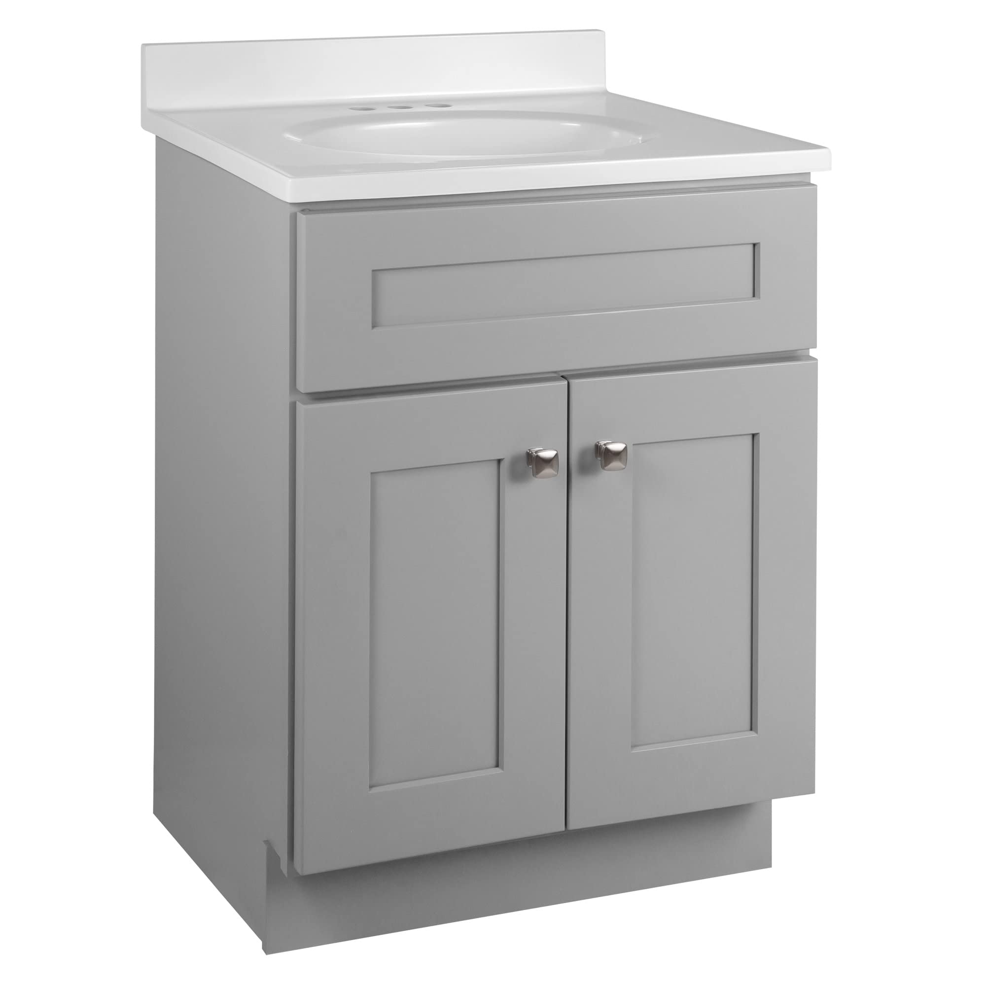 25 Inch Bathroom Vanity with Sink Top - Ready to Assemble Gray Painted Modern Vanity Set by Design House 597526 - Perfect for Small Bathrooms & Powder Rooms