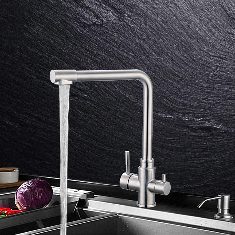 304 Stainless Steel Kitchen Faucet - Lead-Free 7-Pipe Sink Faucet with Water Filter for Pure Drinking Water | Perfect for Modern Kitchens, Washing Vegetables & Direct Drinking Use