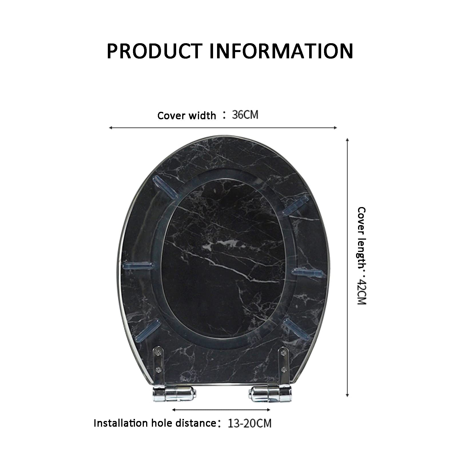 Slow Close Toilet Seat - Universal Quiet-Close Toilet Lid Cover with Strong Hinges, Easy to Install and Clean, Durable Resin (Color: Black) - Perfect for Bathroom Upgrade, Home Renovation & Commercial Use