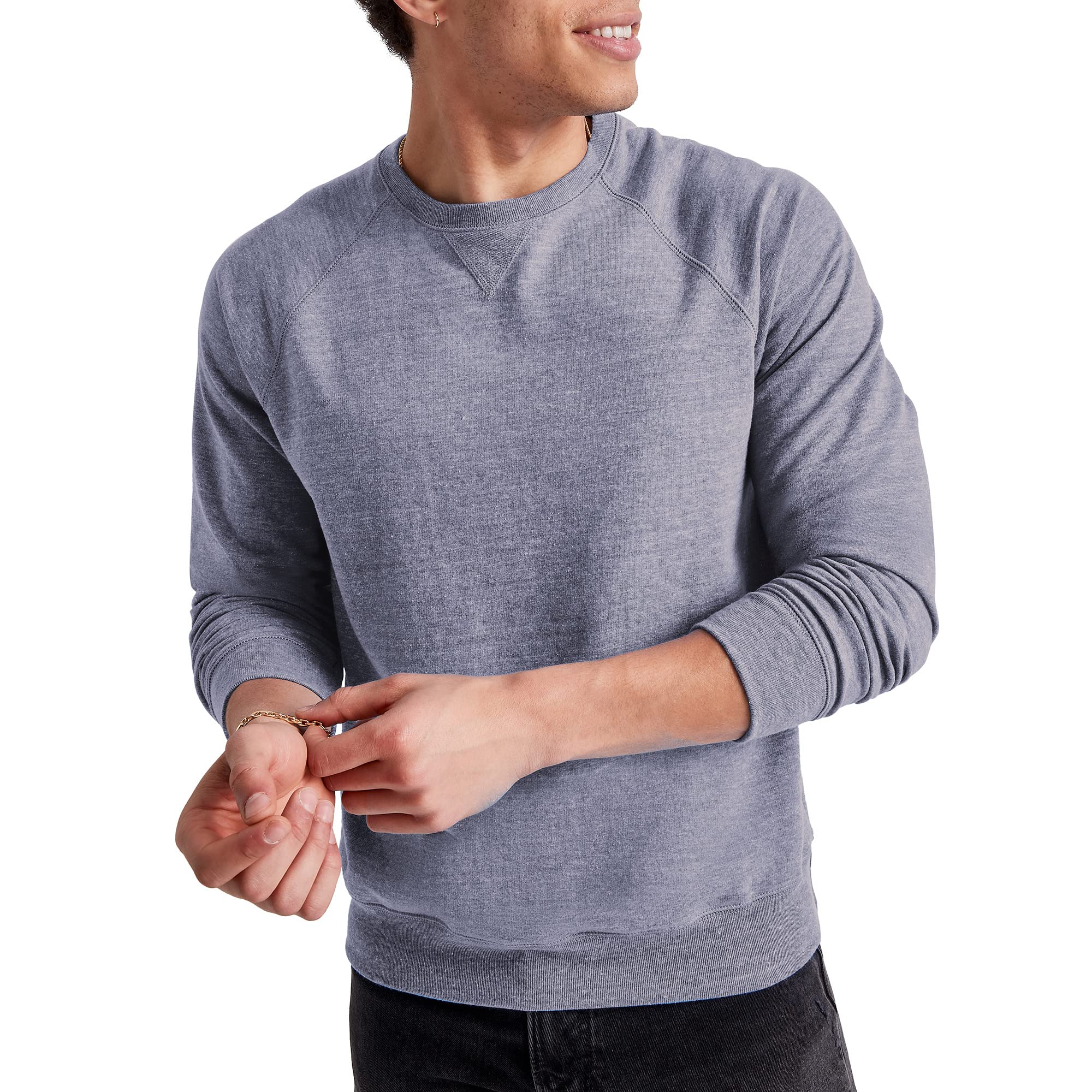 Hanes Men's Tri-Blend French Terry Crewneck Sweatshirt - Soft Casual Pullover for Everyday Wear, Lounge & Street Style Outfits