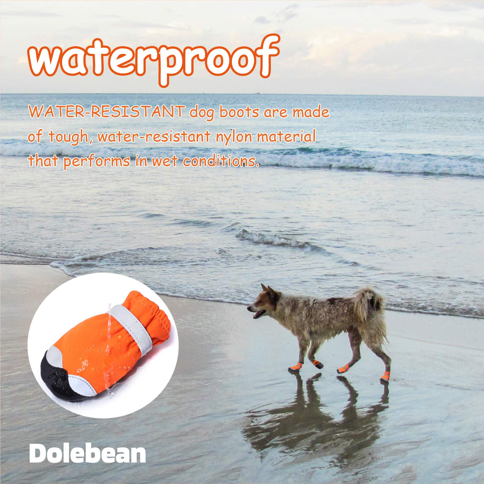 Waterproof Dog Boots for Winter & Snow - Paw Protectors for Large & Medium Dogs - Hiking & Outdoor Adventure - Orange (Set of 3) - Perfect for Snowy Walks, Hiking Trails, and Cold Weather Protection