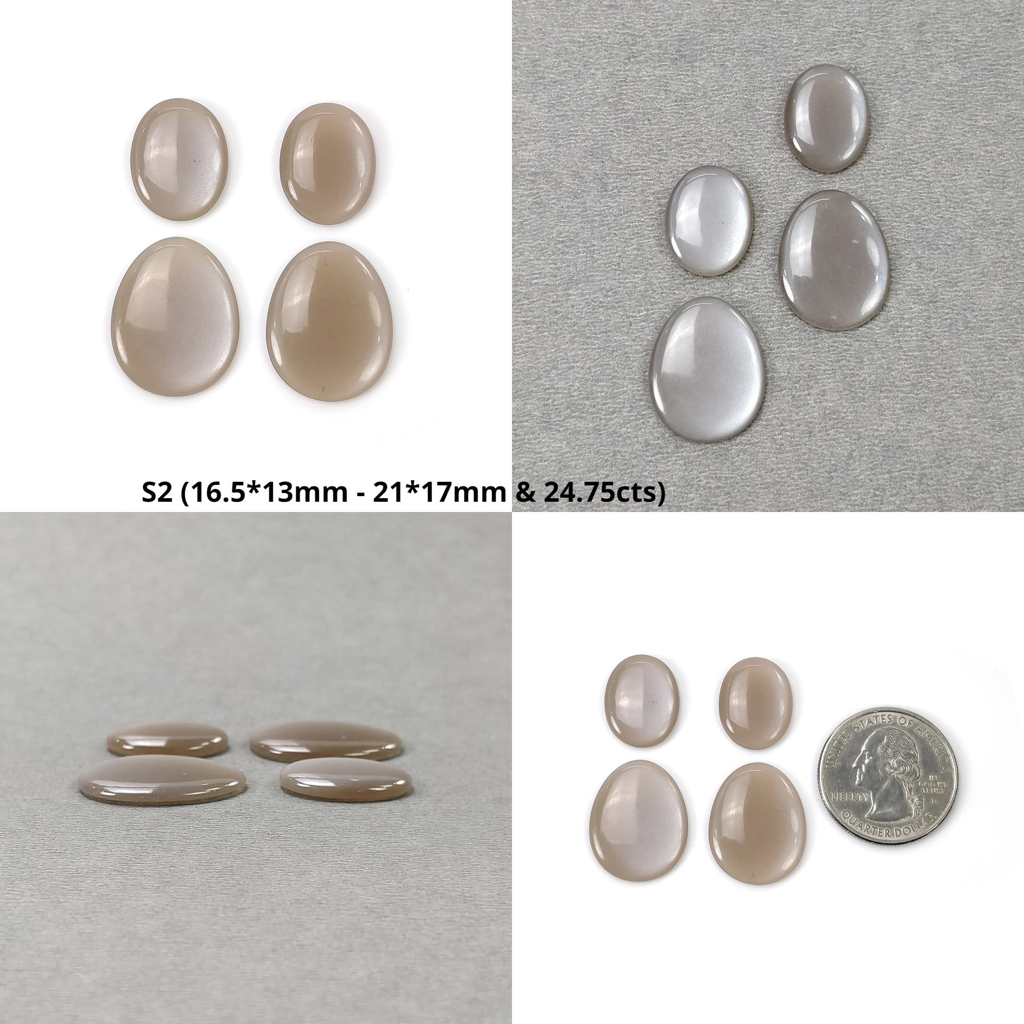 Natural Brown Moonstone Gemstone Cabochon - Untreated, Unheated Oval & Pear Cushion Shape (3pcs or 4pcs) for Jewelry Making, Wire Wrapping & Healing Crystal Collection