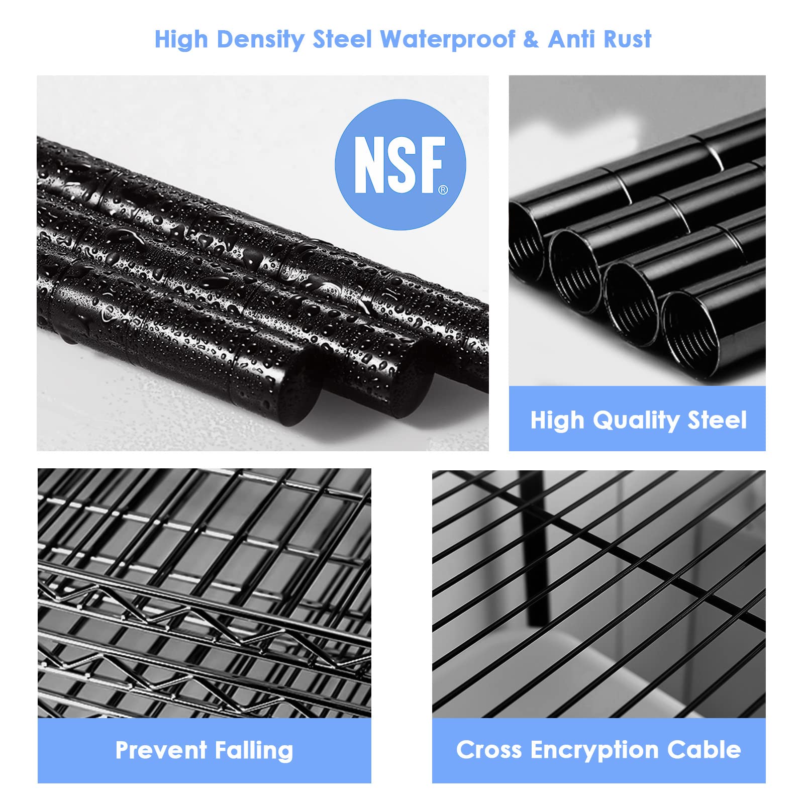 4-Tier Adjustable Metal Wire Shelf - NSF Certified Heavy Duty Storage Rack (340Lbs Capacity) - 12