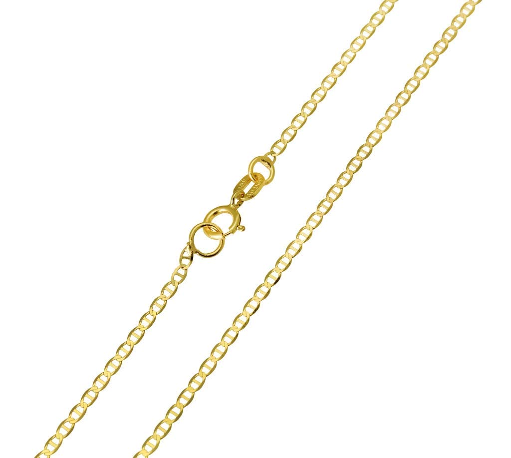 Verona Jewelers Authentic 10K Gold Flat Mariner Chain Necklace - 1.5MM Marina Anchor Link, Dainty Thin Women's Necklace 16-30 Inch | Perfect for Layering, Everyday Wear & Gift Giving