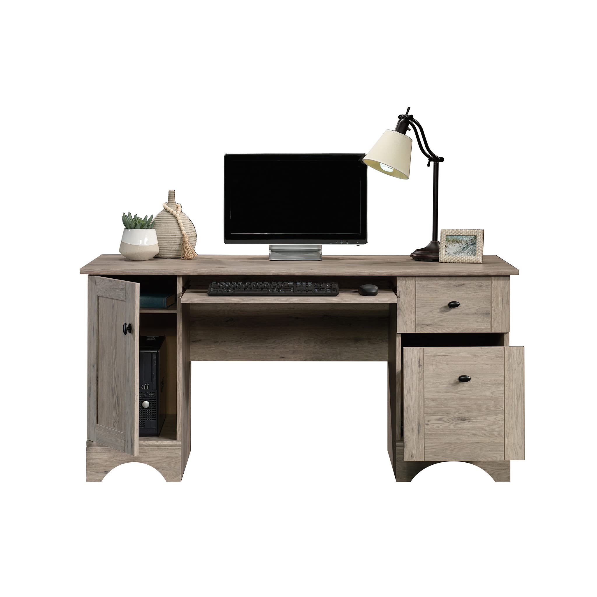 Sauder Laurel Oak Finish Office Desk for Home & Workspace - Stylish & Functional Computer Desk for Small Spaces, Study, or Remote Work