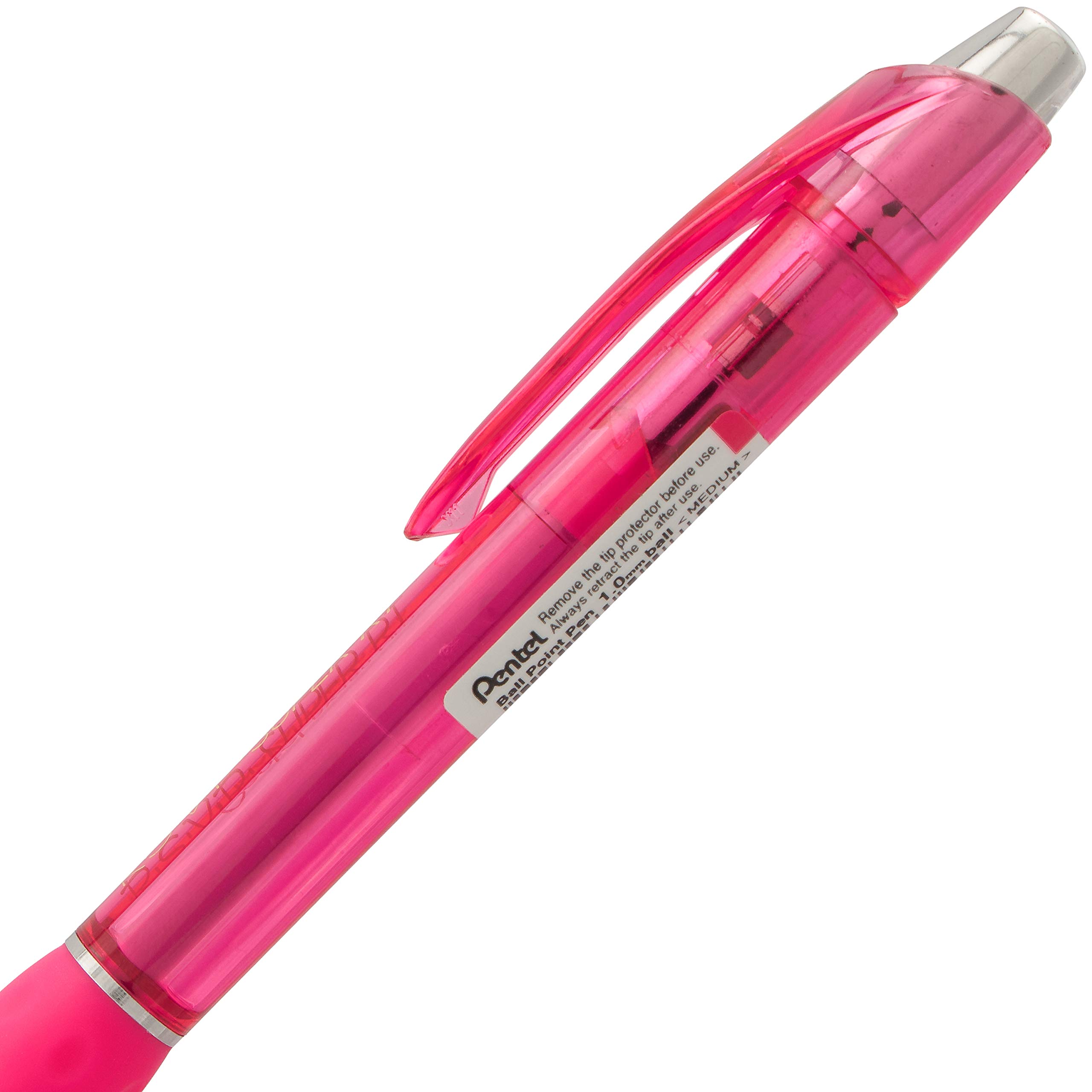 Pentel RSVP Super RT Ballpoint Pens - 1.0mm Medium Point, Smooth Writing Pink Ink, 12-Pack (BX480-P) - Perfect for Office, School & Everyday Use