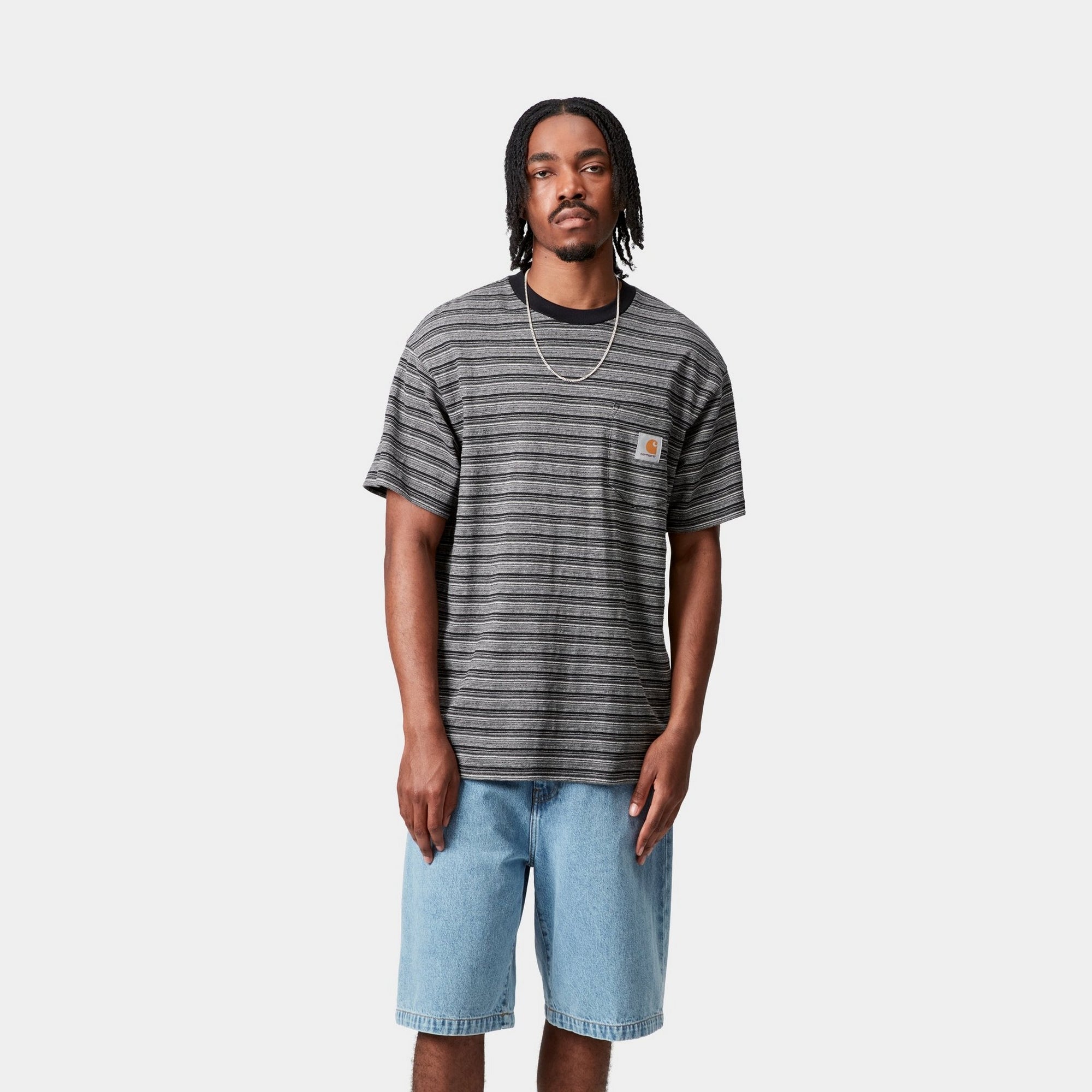 Gellar Stripe Pocket T-Shirt for Men - Soft Cotton Casual Tee with Chest Pocket | Black | Perfect for Everyday Wear, Work & Weekend Outfits